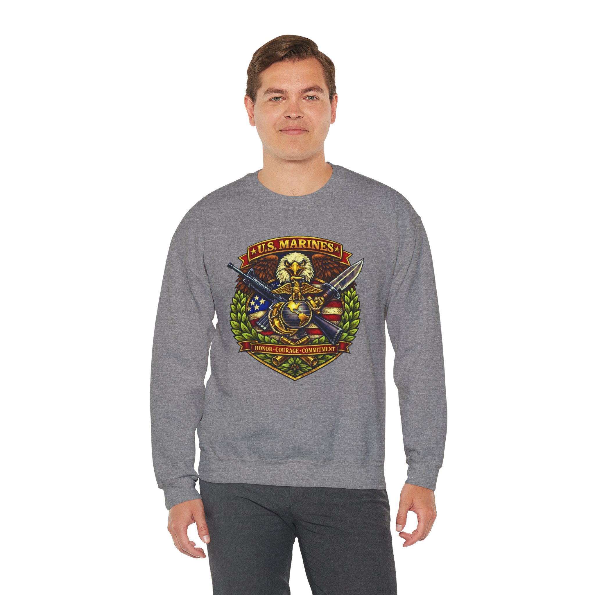 US Marines Honor, Courage, Commitment Crewneck Sweatshirt