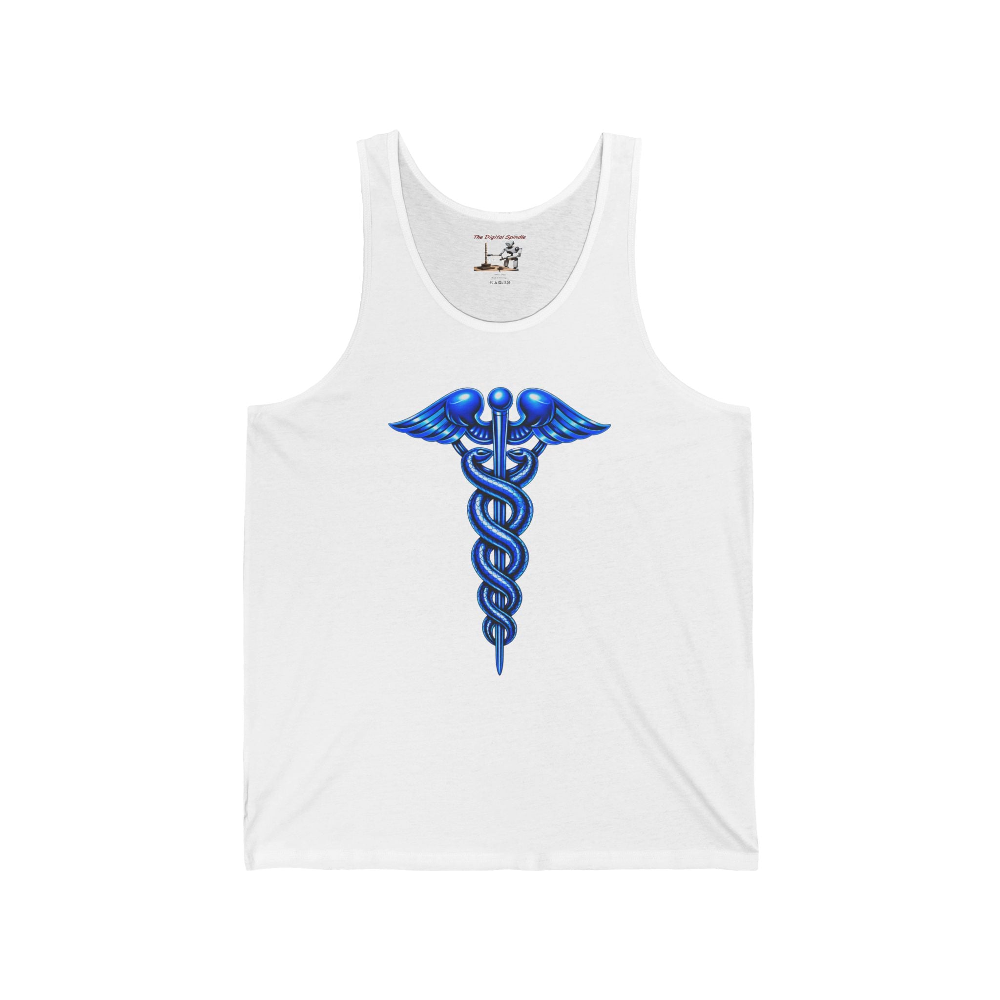 Medical Caduceus Tank Top — Blue Healthcare Symbol Athletic Jersey