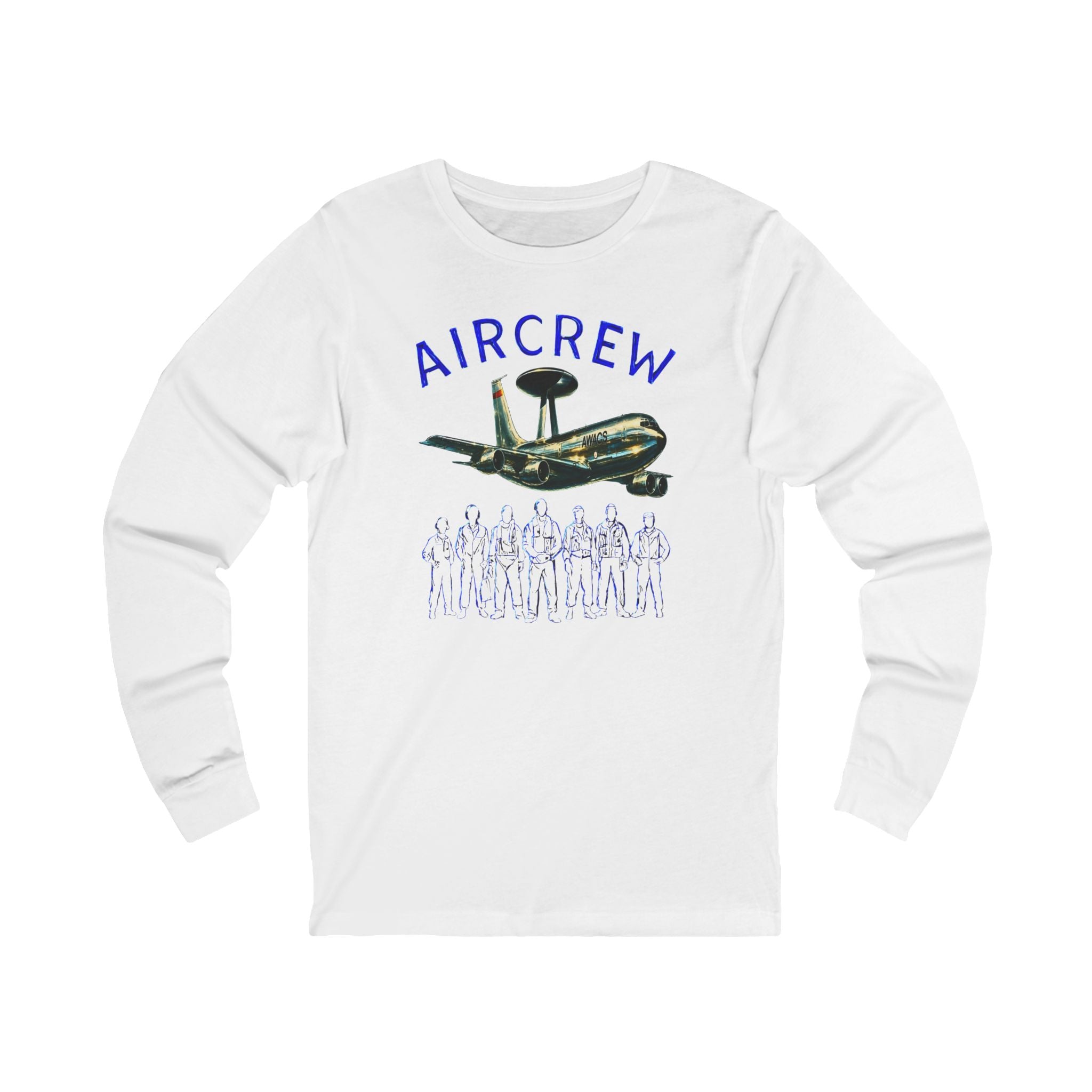 Aircrew Long Sleeve Tee — AWACS Aircraft Crew Graphic Shirt