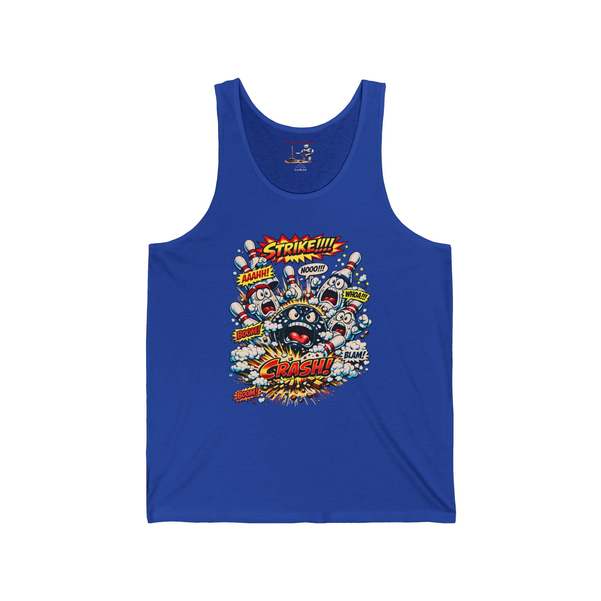 Comic Bowling Explosion Tank Top — Retro Pop Art "Crash!" Graphic Tank