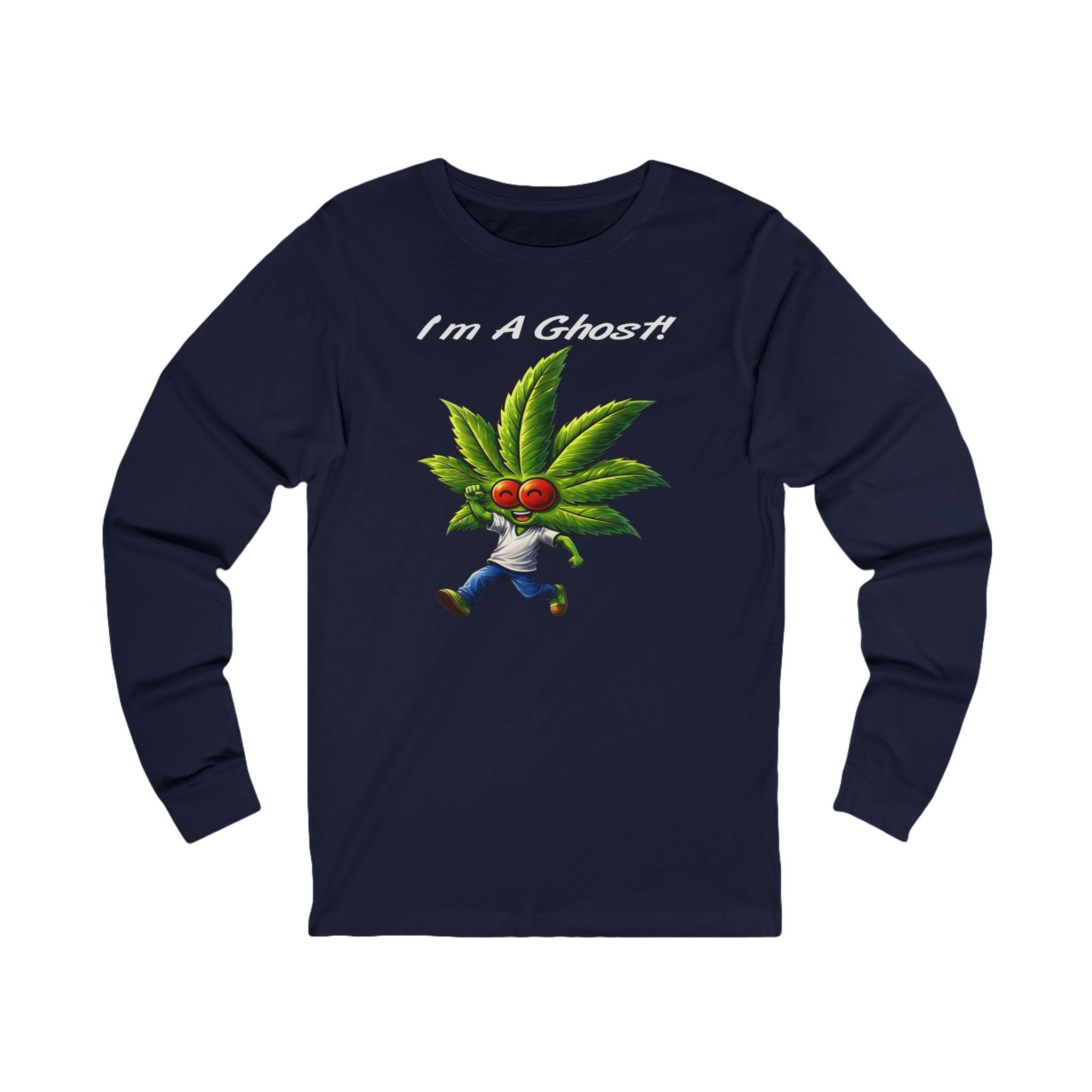 I'm A Ghost! Long Sleeve Tee — Playful Cannabis Leaf Character Shirt
