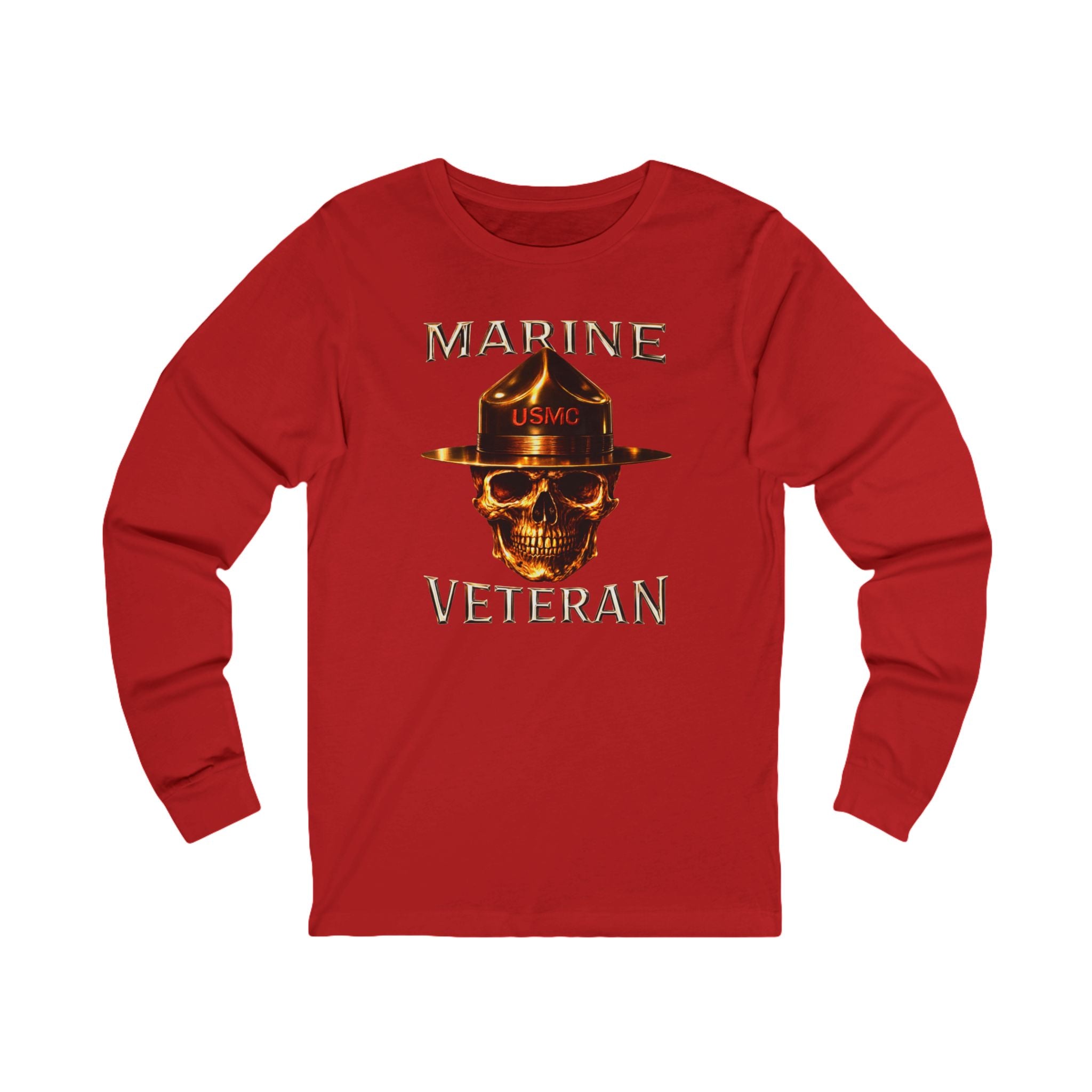Marine Veteran Skull Drill Instructor Long Sleeve Tee