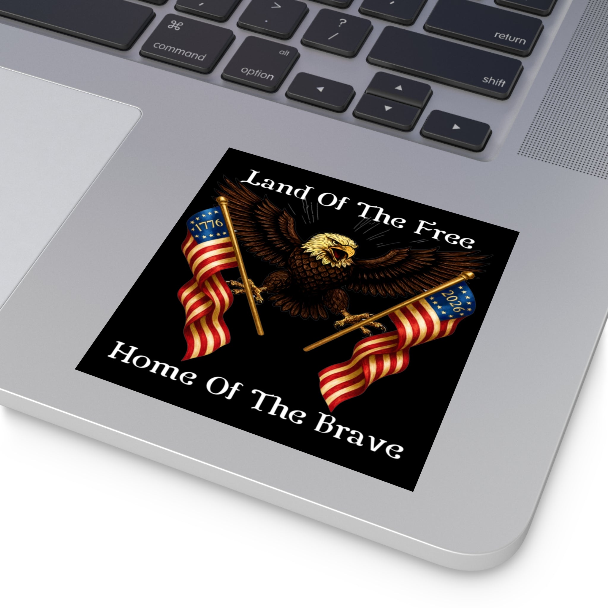 4" × 4" "Land of the Free, Home of the Brave" Square Sticker (Indoor/Outdoor)