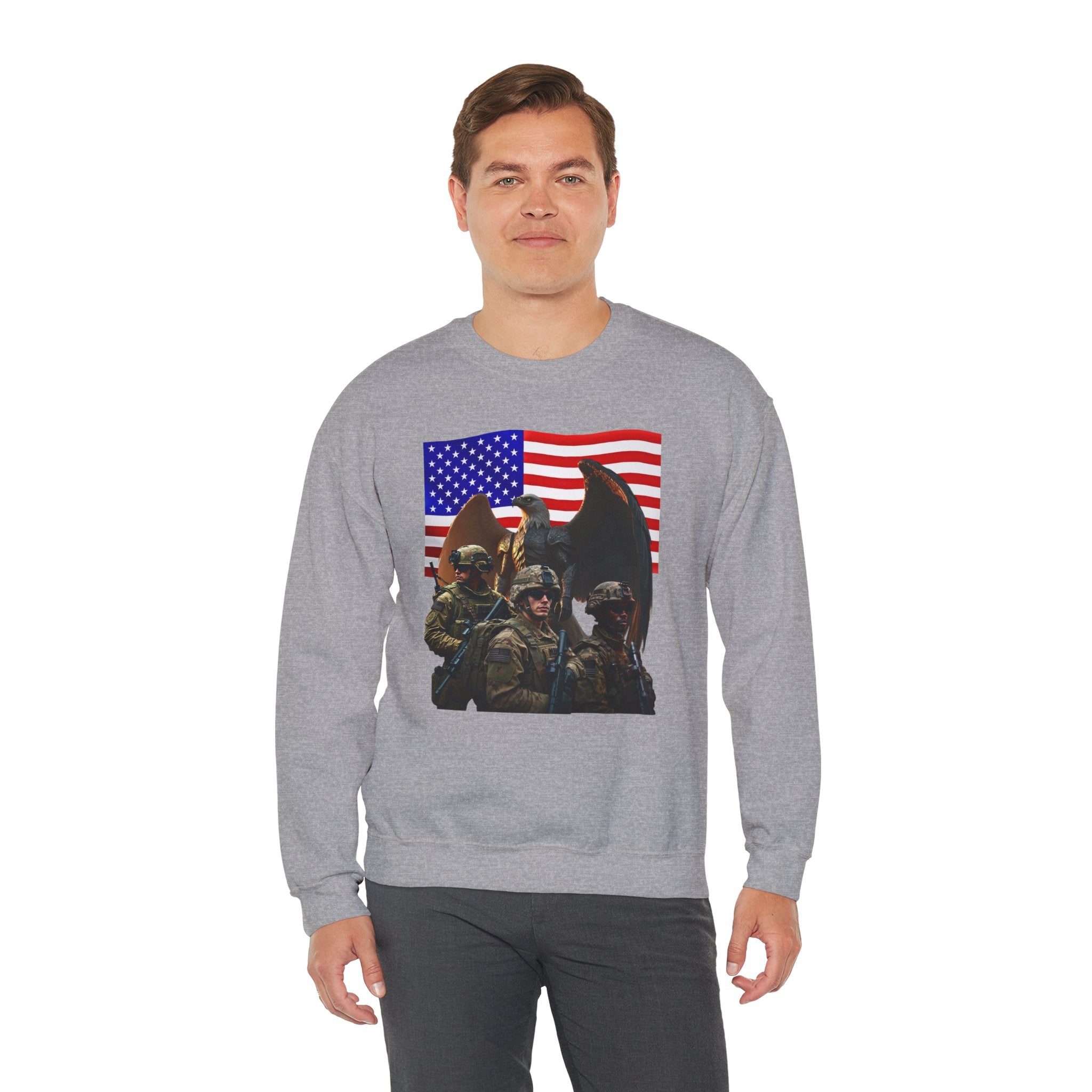 Eagle On Watch Soldiers Sweatshirt — Patriotic Military Crewneck