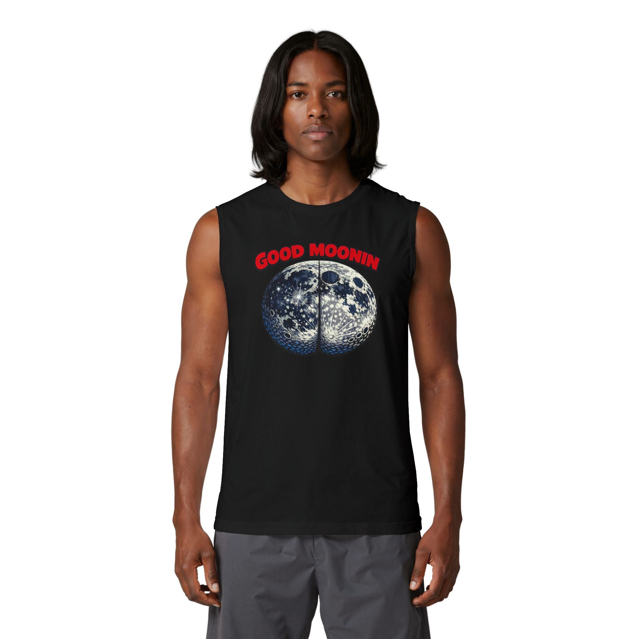 Muscle Tank "Good Moonin" Vintage Moon Graphic