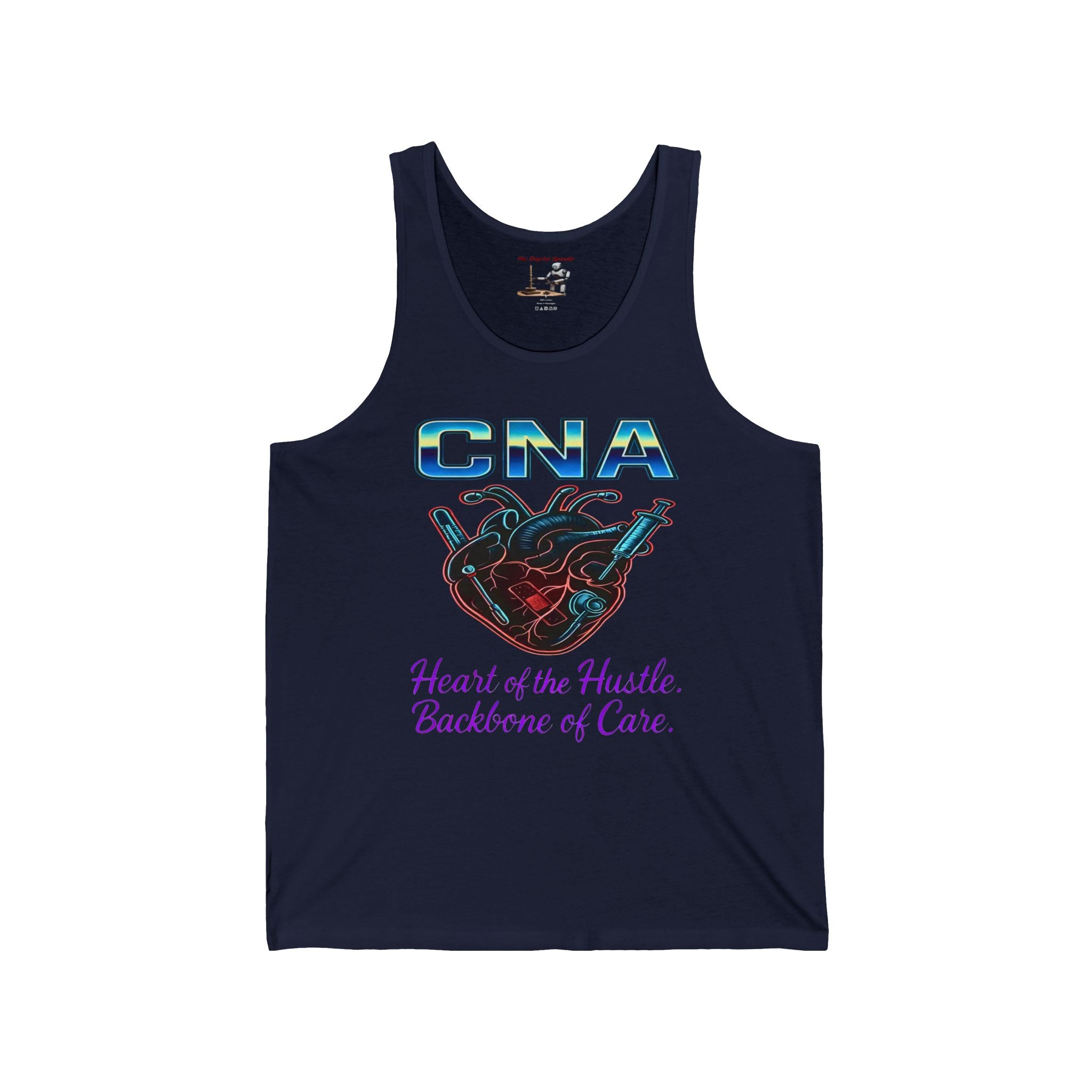 CNA Tank Top – "Heart of the Hustle, Backbone of Care" Graphic