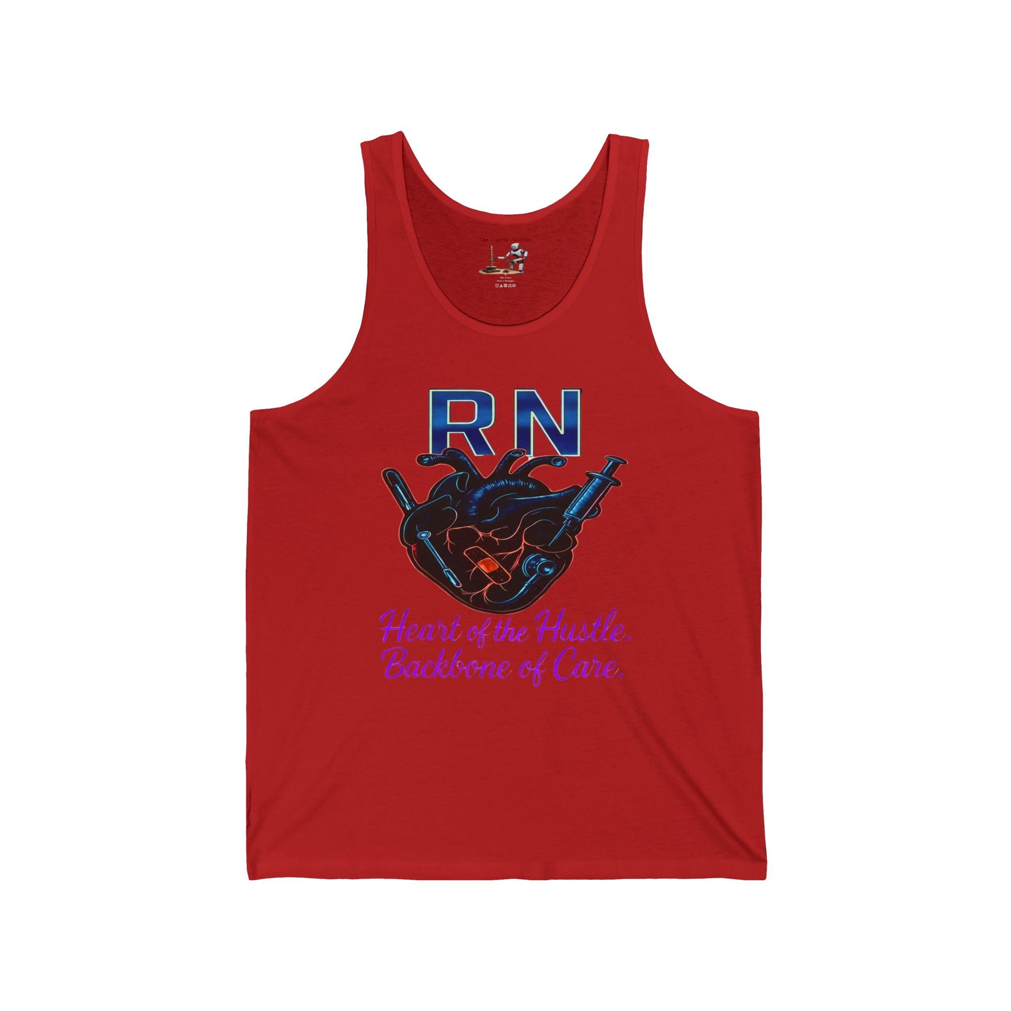 RN Heart Tank Top - "Heart of the Hustle, Backbone of Care" Nurse Tank