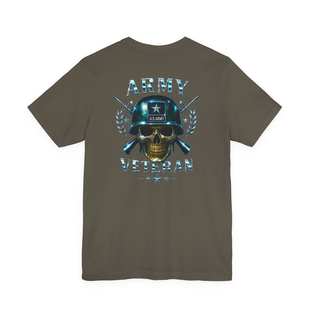 Army Veteran T-Shirt — Skull Helmet & Wings Military Tribute Tee