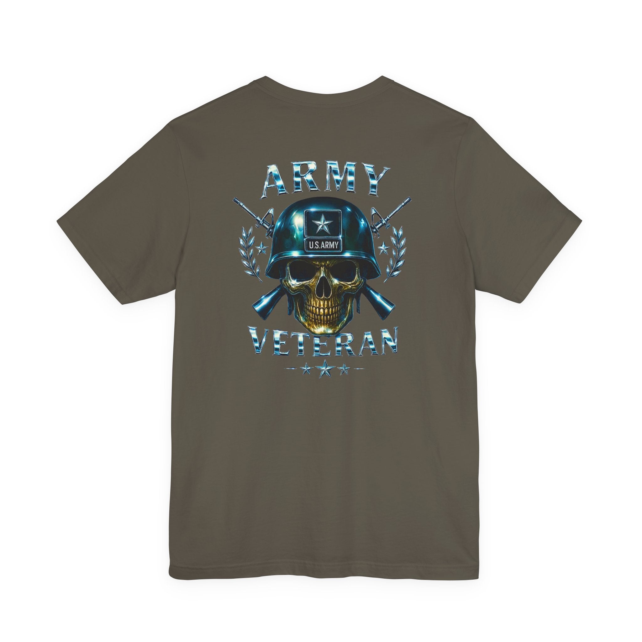 Army Veteran T-Shirt — Skull Helmet & Wings Military Tribute Tee