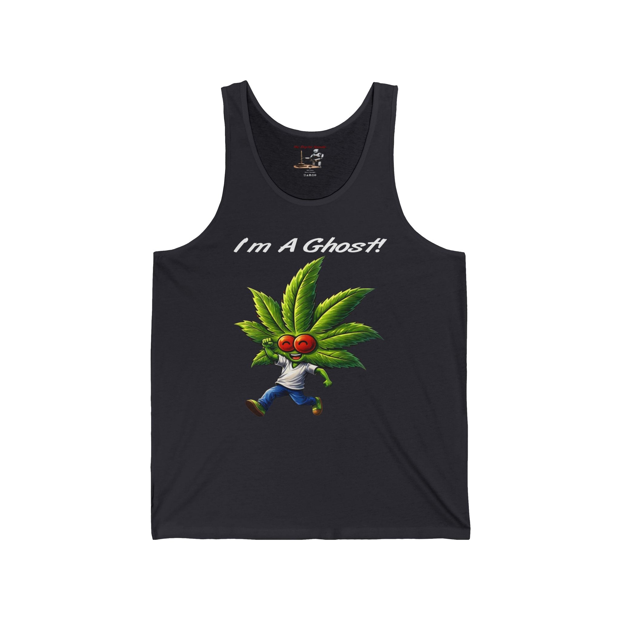 Tank Top — "I'm A Ghost" Cute Leaf Monster Graphic Tank for Stoner/Novice Cannabis Fans