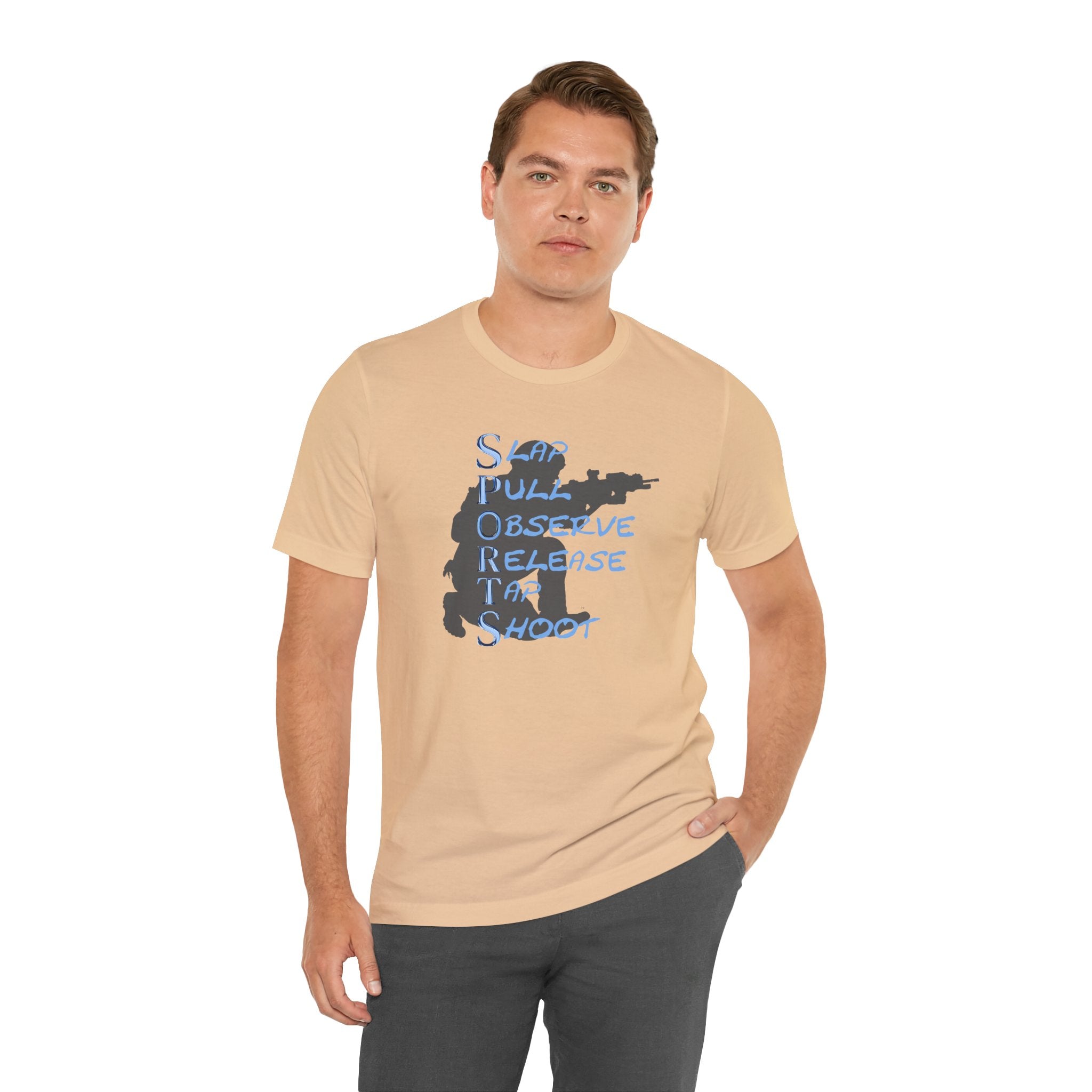 SPORTS - T-Shirt — "Stop, Pull, Observe, Release, Tap, Shoot"