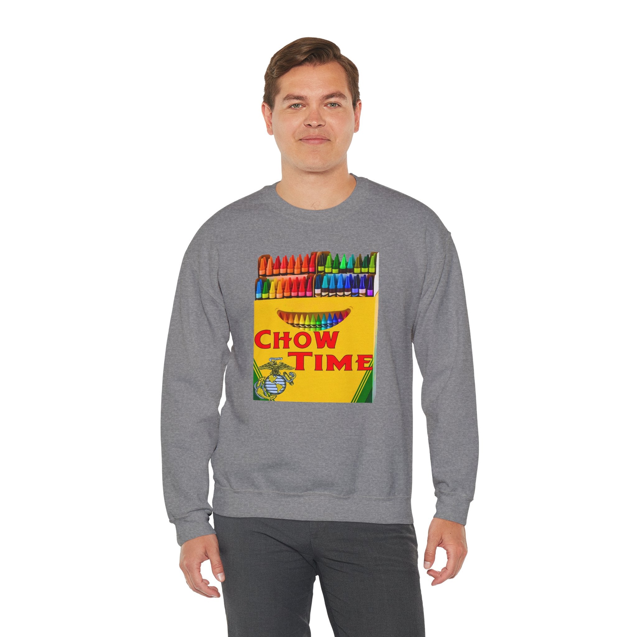 Chow Time Sweatshirt — Colorful Crayon Snack Art Crewneck