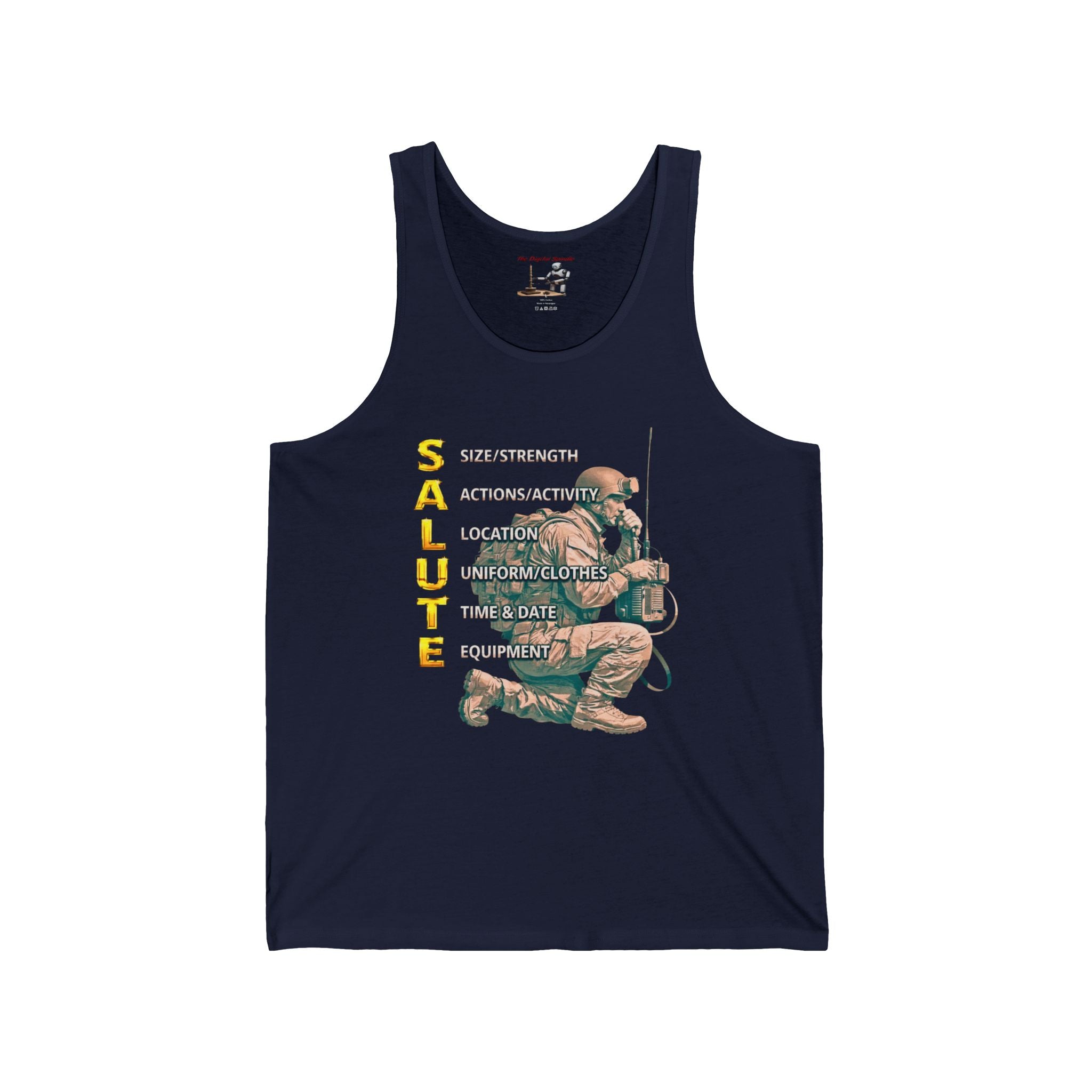 Salute Military Kneel Tank Top — Tactical Acronym Design for Veterans & Army Supporters