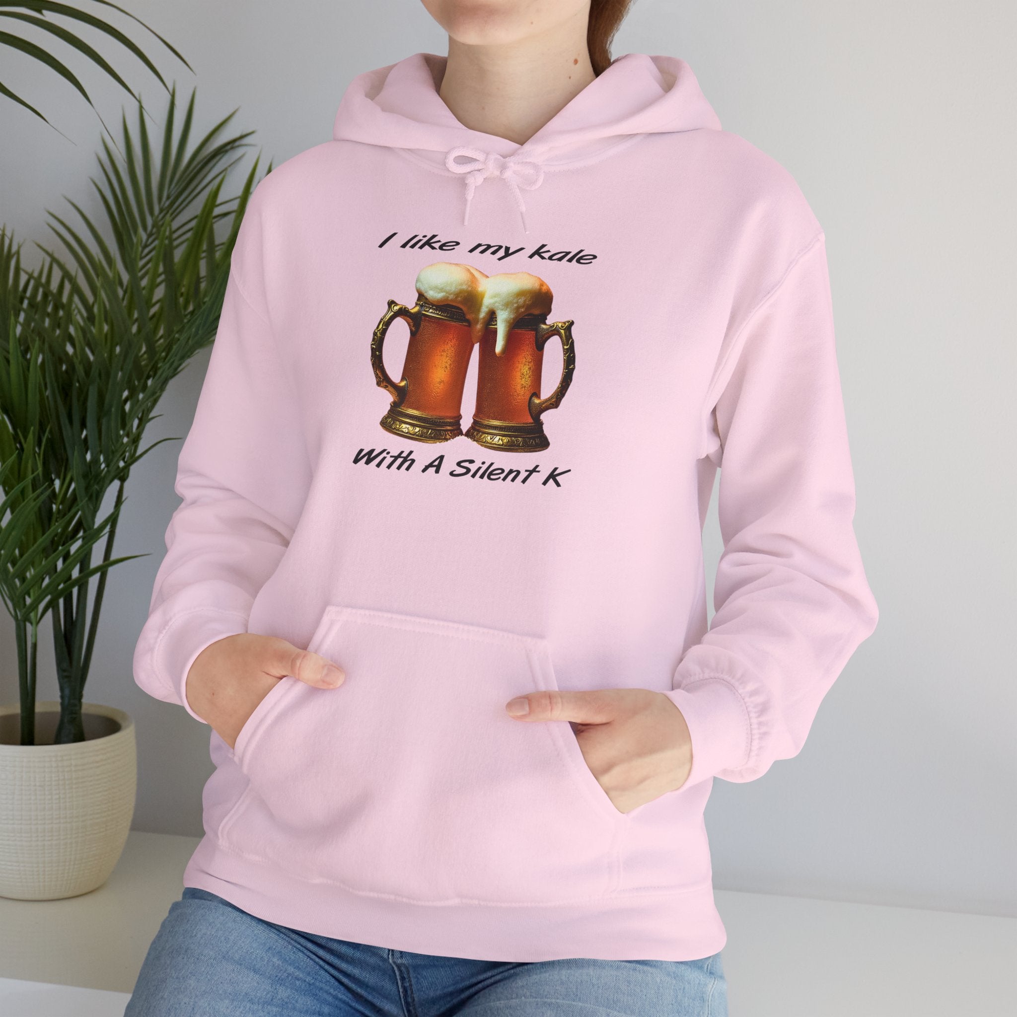 Beer Lovers Hoodie - "I Like My Kale With A Silent K" Graphic Pullover