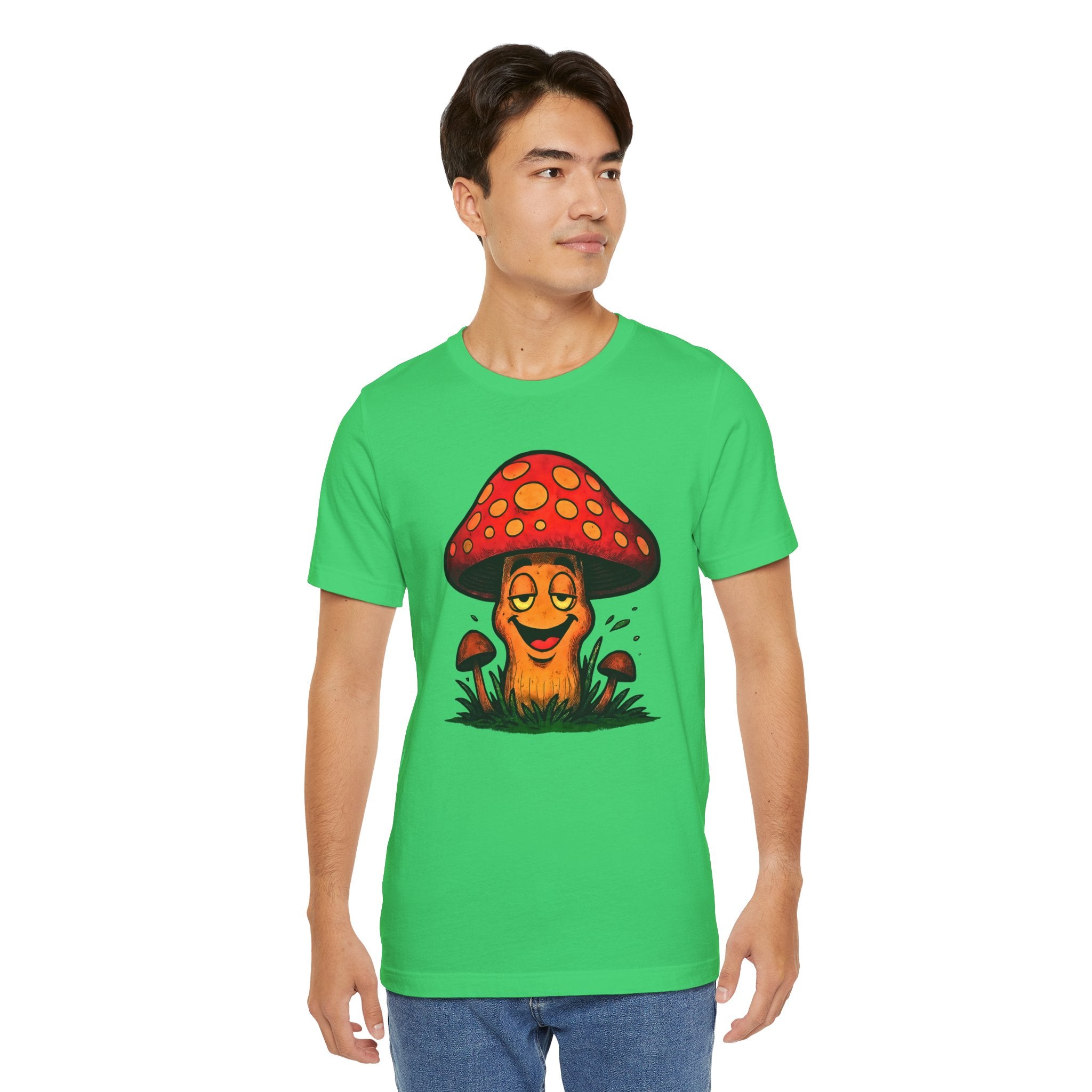 Mushroom Character Tee – Cute Smiling Red Toadstool Graphic Shirt