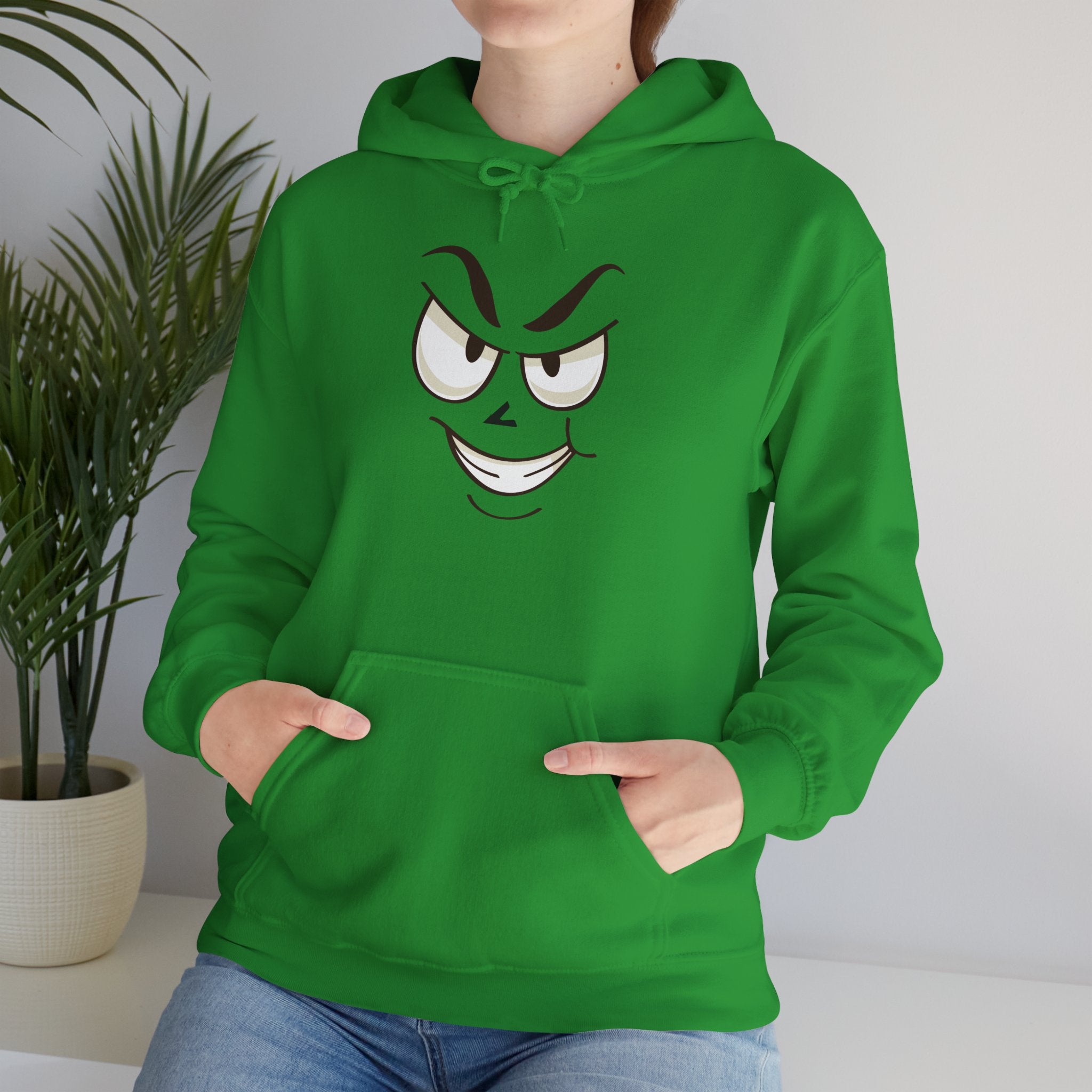 slightly mischievous Cartoon Face Hoodie - Edgy Minimal Graphic Sweatshirt