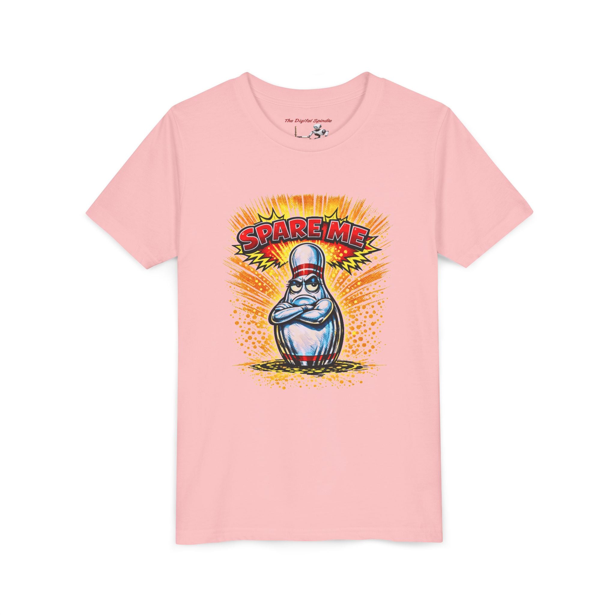 'Spare Me' Cartoon Bowling Pin Graphic Shirt