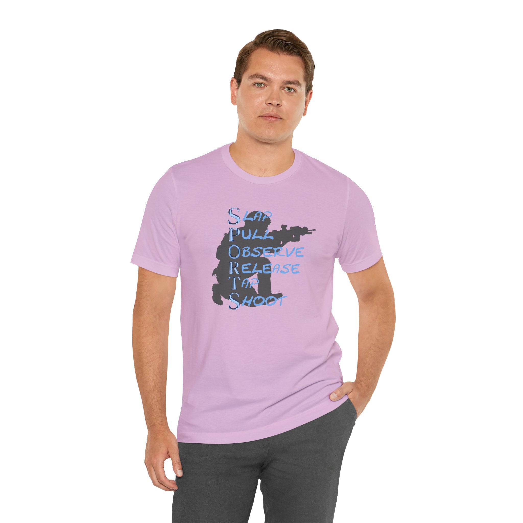 SPORTS - T-Shirt — "Stop, Pull, Observe, Release, Tap, Shoot"