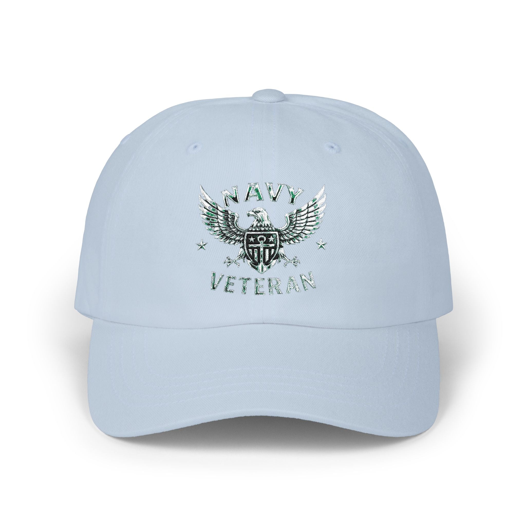 Navy Veteran Classic Dad Cap – Distressed Eagle & Shield Embroidered Hat