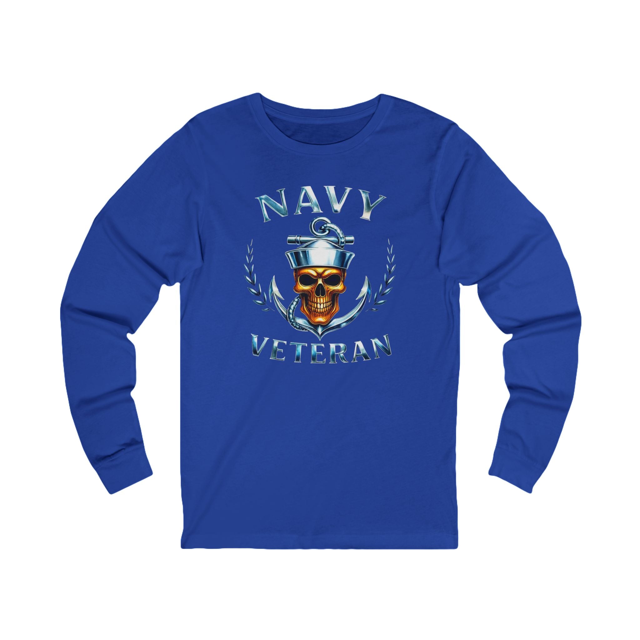 Navy Veteran Skull Anchor Long Sleeve Tee