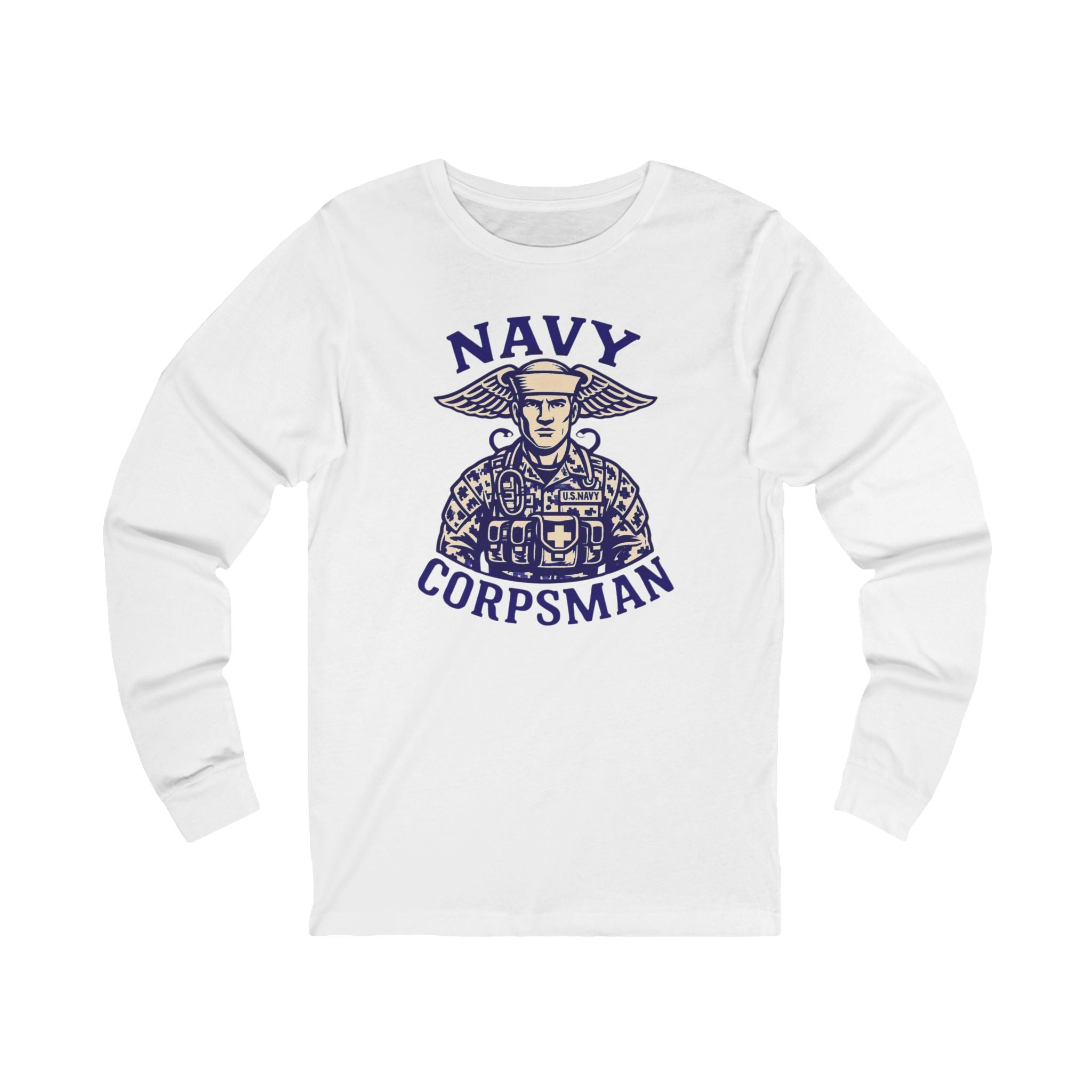Navy Corpsman Long Sleeve Tee — Vintage Military Medic Graphic