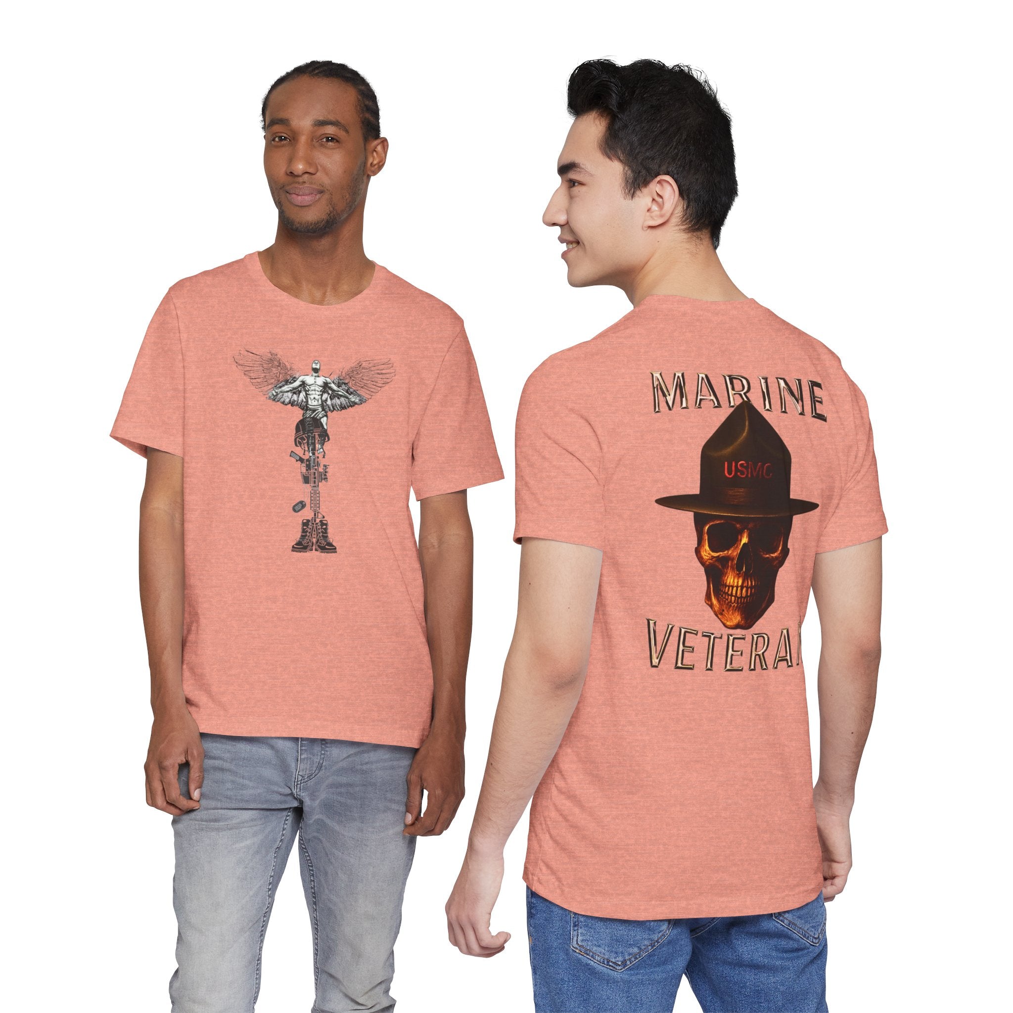 Marine Veteran T-Shirt — USMC Skull Drill Instructor Design