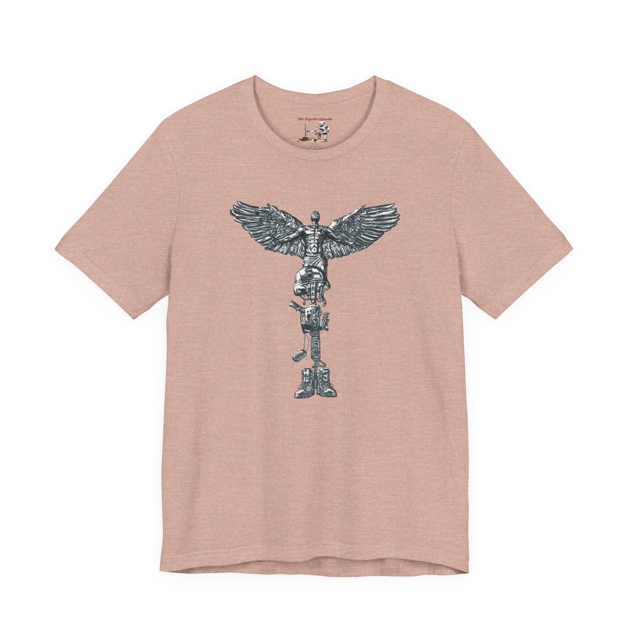 Army Veteran T-Shirt — Military Skull Helmet Back & Winged Medic Front Tee