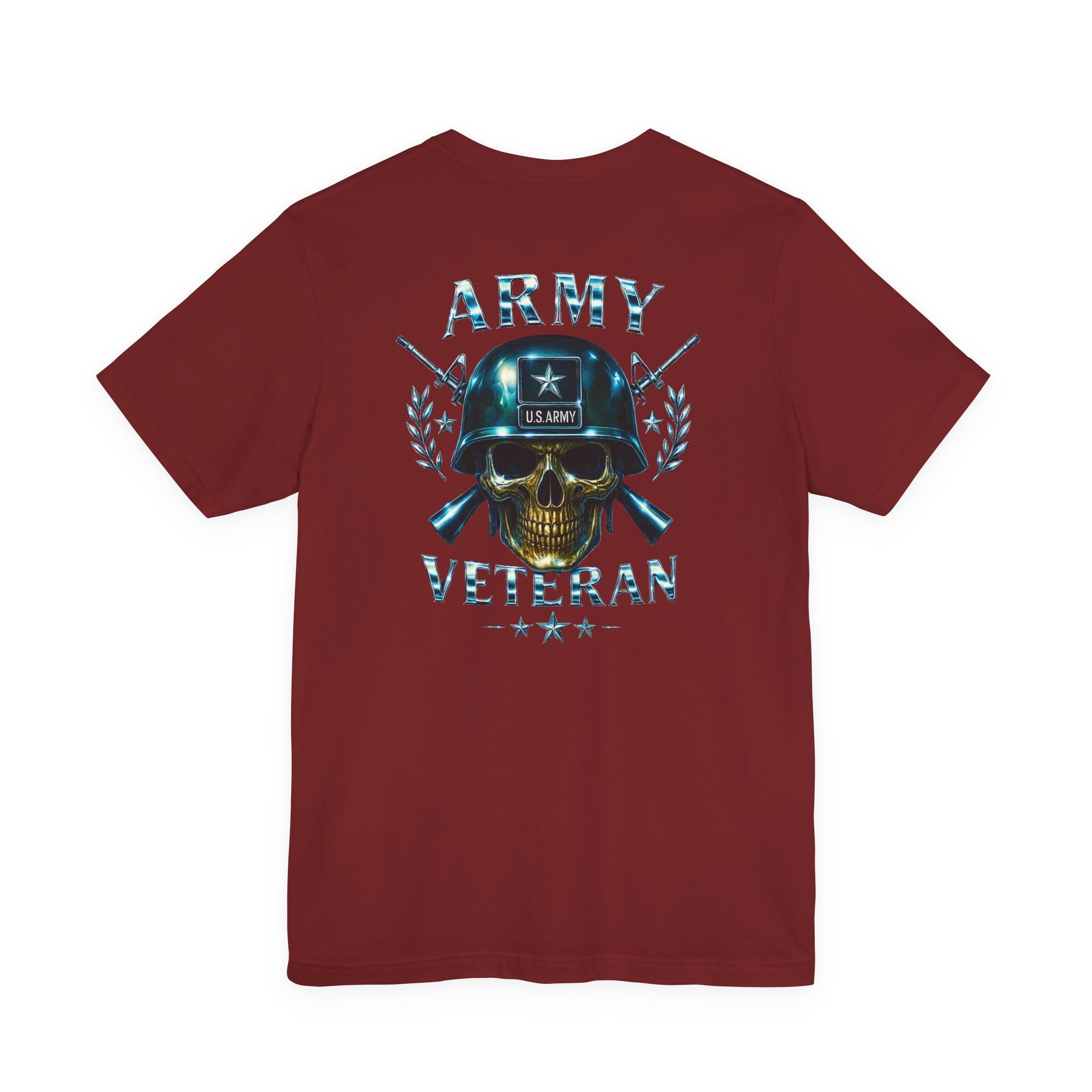 Army Veteran T-Shirt — Skull Helmet & Wings Military Tribute Tee