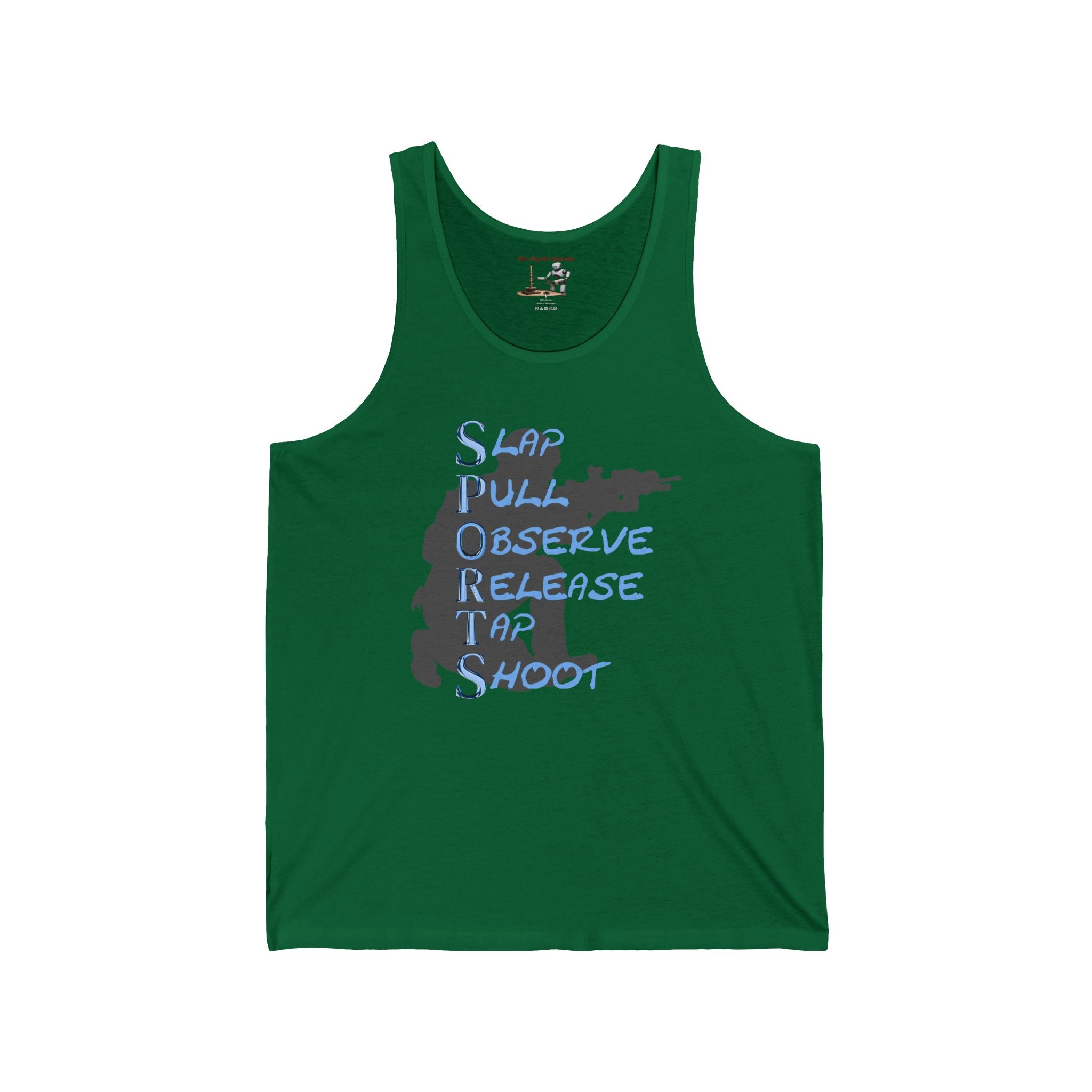 SPORTS Tank Top — "Stop, Observe, Release, Take, Shoot" Graphic