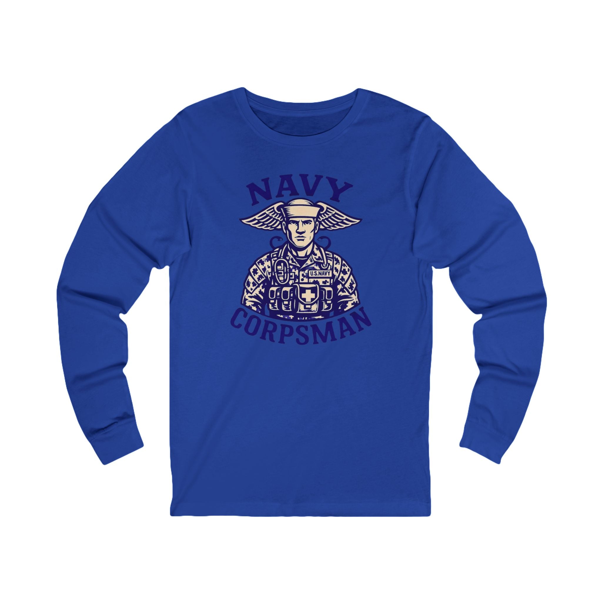 Navy Corpsman Long Sleeve Tee — Vintage Military Medic Graphic