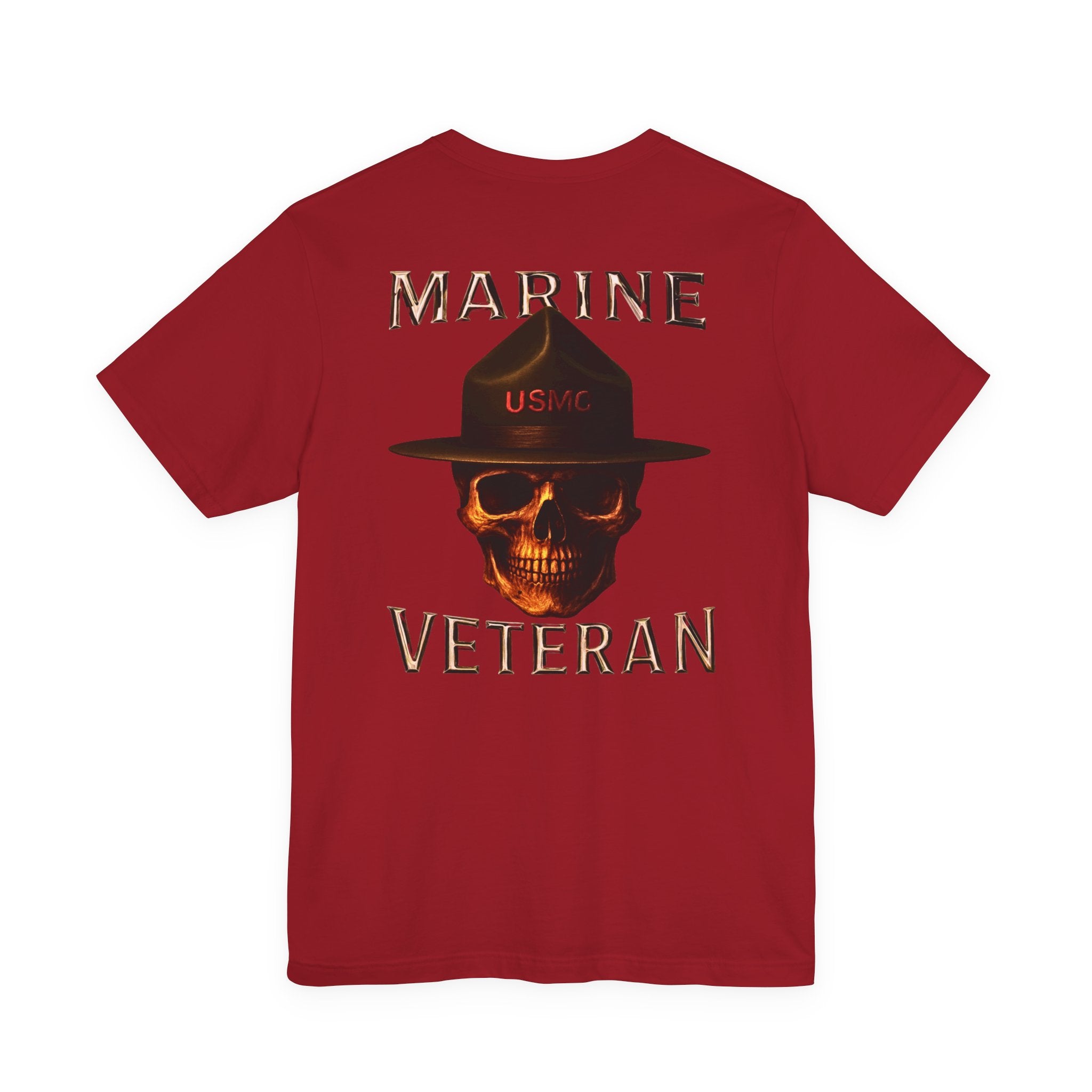 Marine Veteran Skull T‑Shirt — USMC Drill Instructor Hat Design