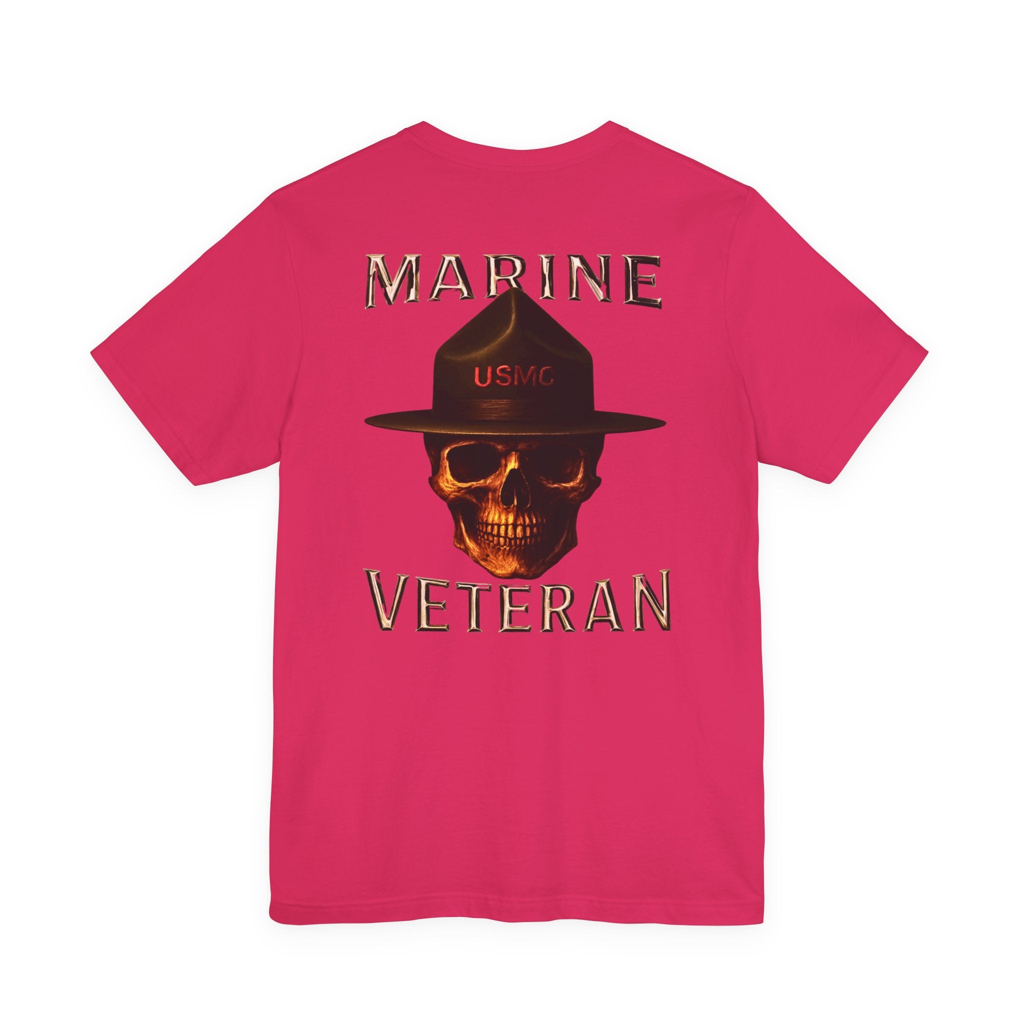 Marine Veteran Skull T‑Shirt — USMC Drill Instructor Hat Design