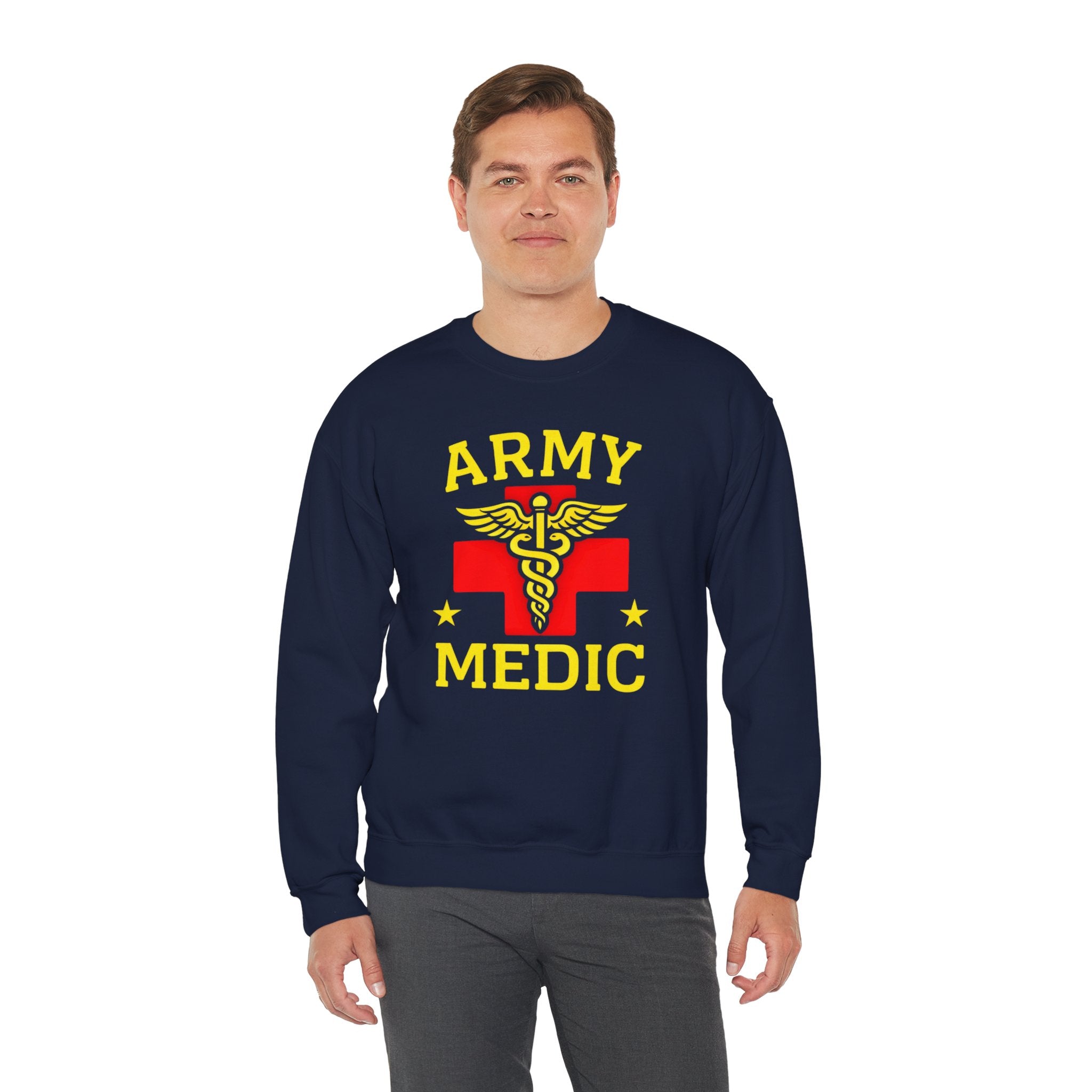 Army Medic Crewneck Sweatshirt — Military Medical Caduceus Design