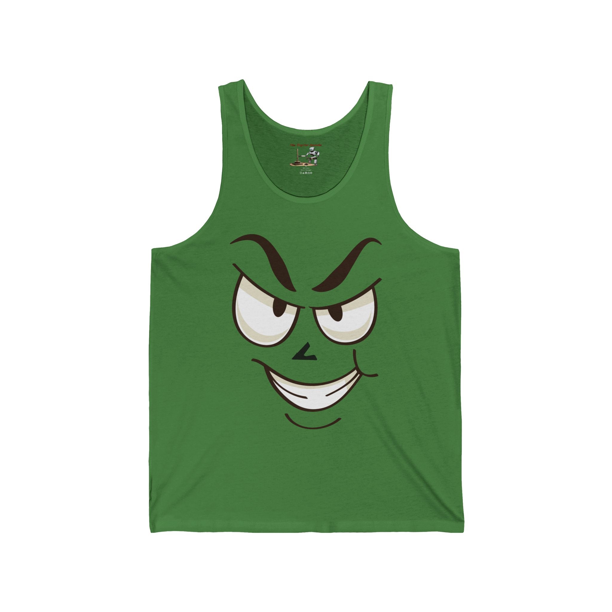 Mischievous Smirk Face Tank Top — Funny Cartoon Expression Graphic Tank