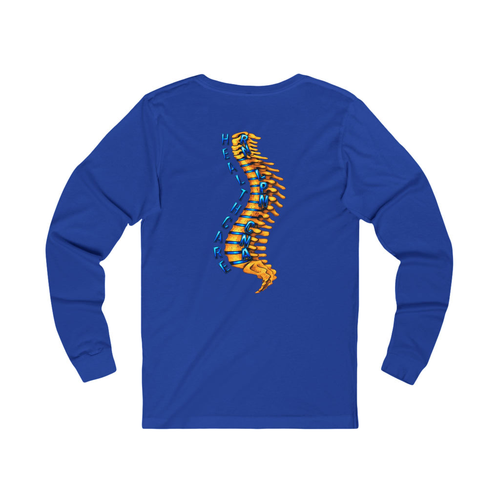 Healthcare Spine Front & Back Long Sleeve Tee — Medical Professional Shirt