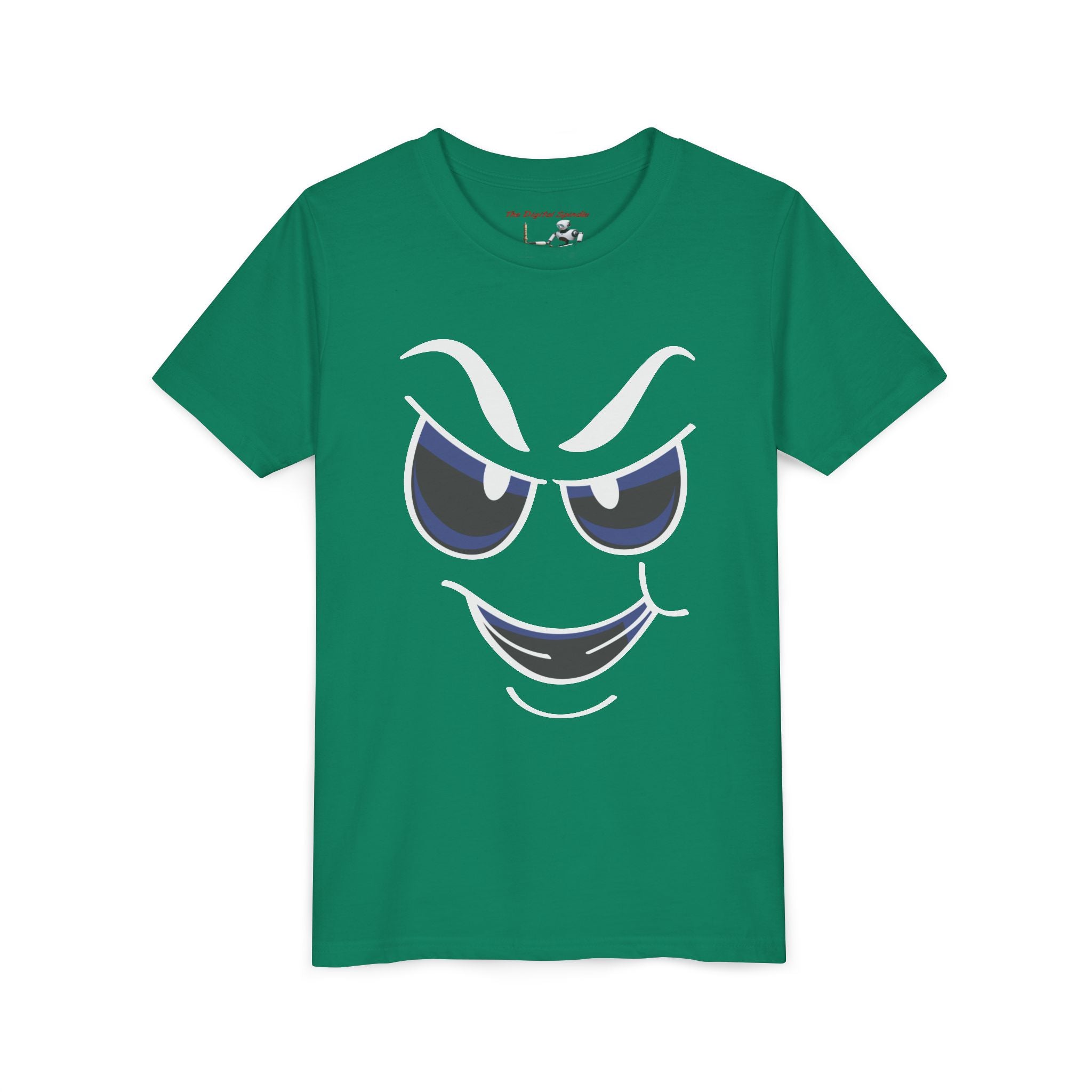 Mischievous Grin Face Graphic Kids Shirt