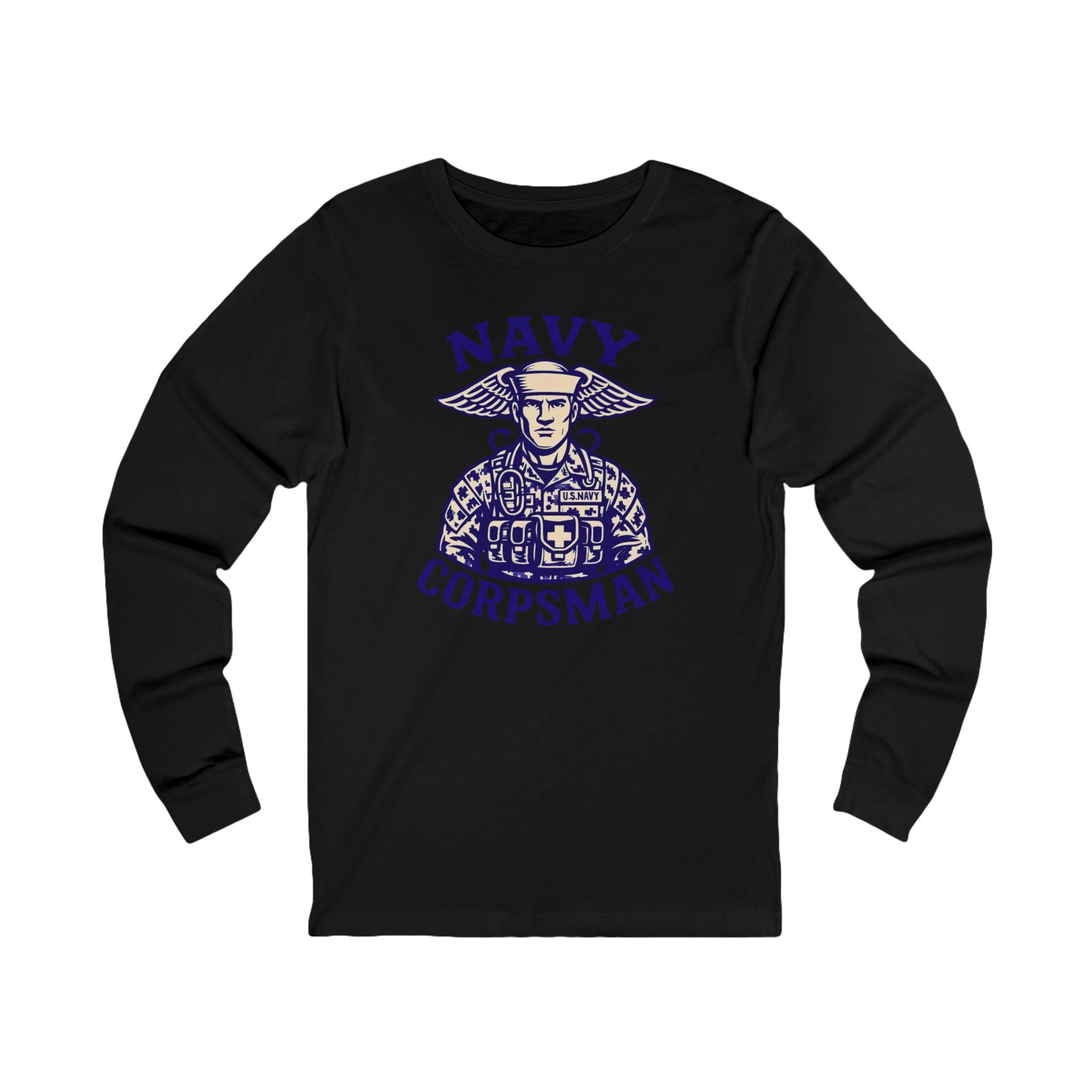 Navy Corpsman Long Sleeve Tee — Vintage Military Medic Graphic