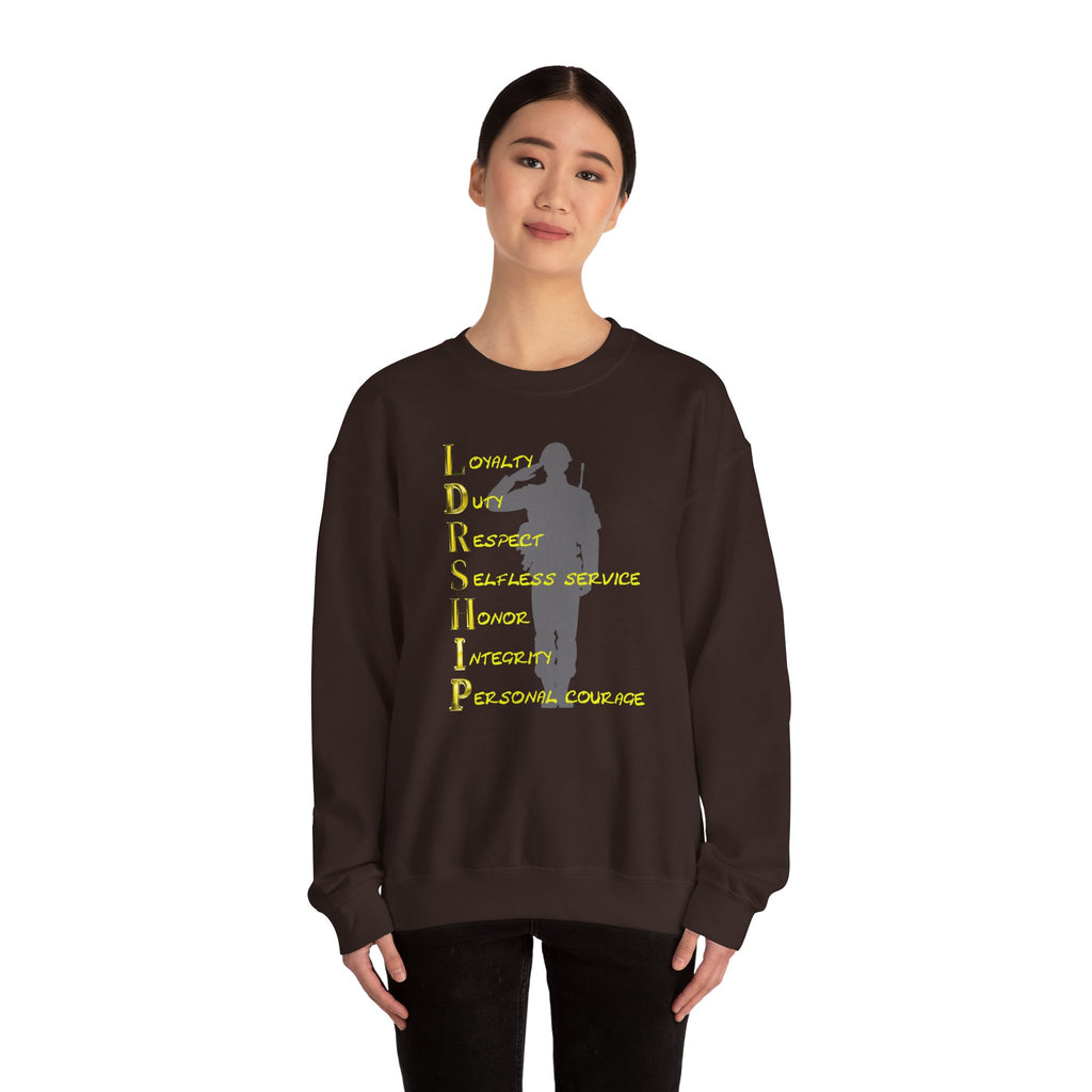 Leadership Military Salute Crewneck Sweatshirt — LDRSHIP Values Design