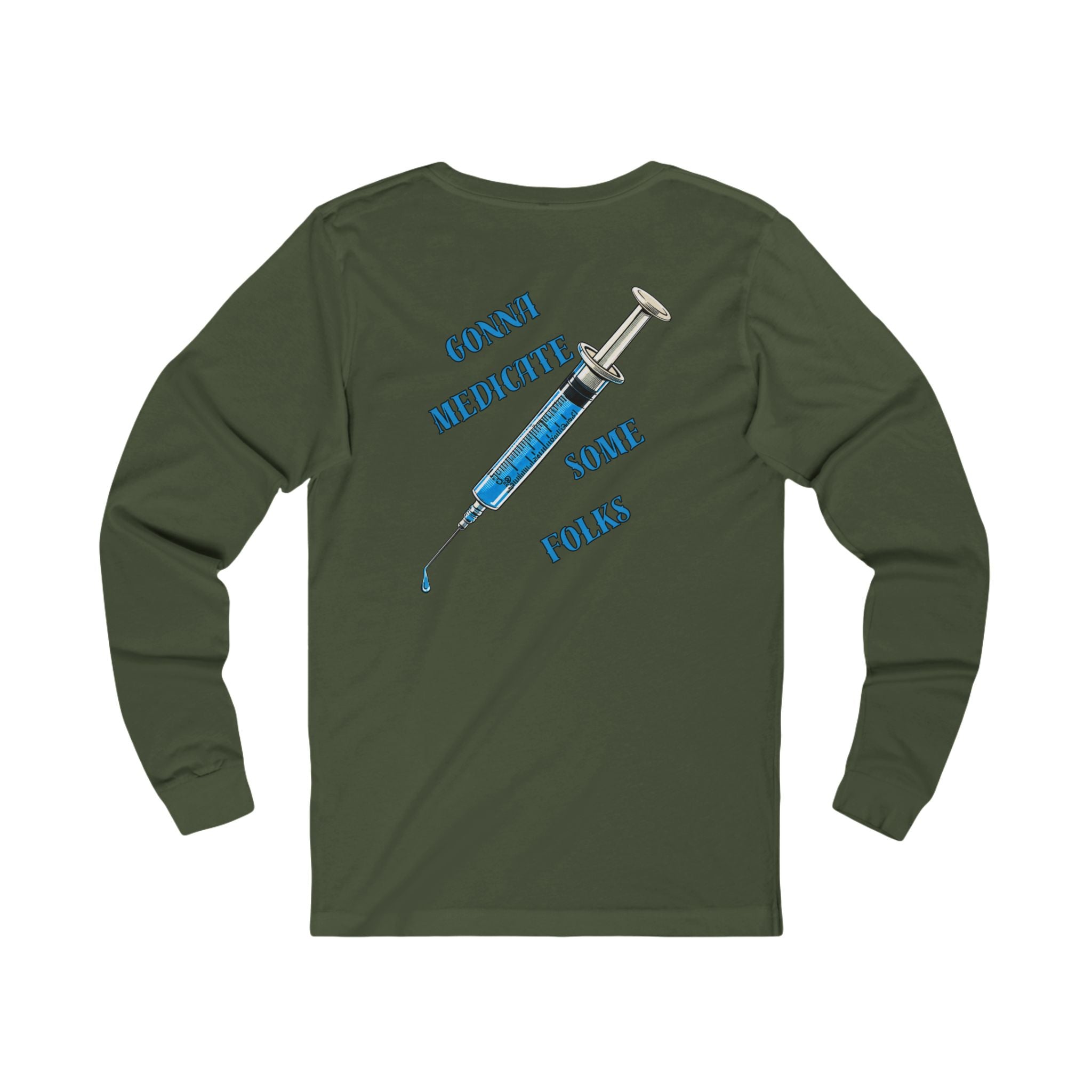 Laughter Is The Best Medicine Front And Back Long Sleeve Tee — Funny Medical Caduceus Shirt