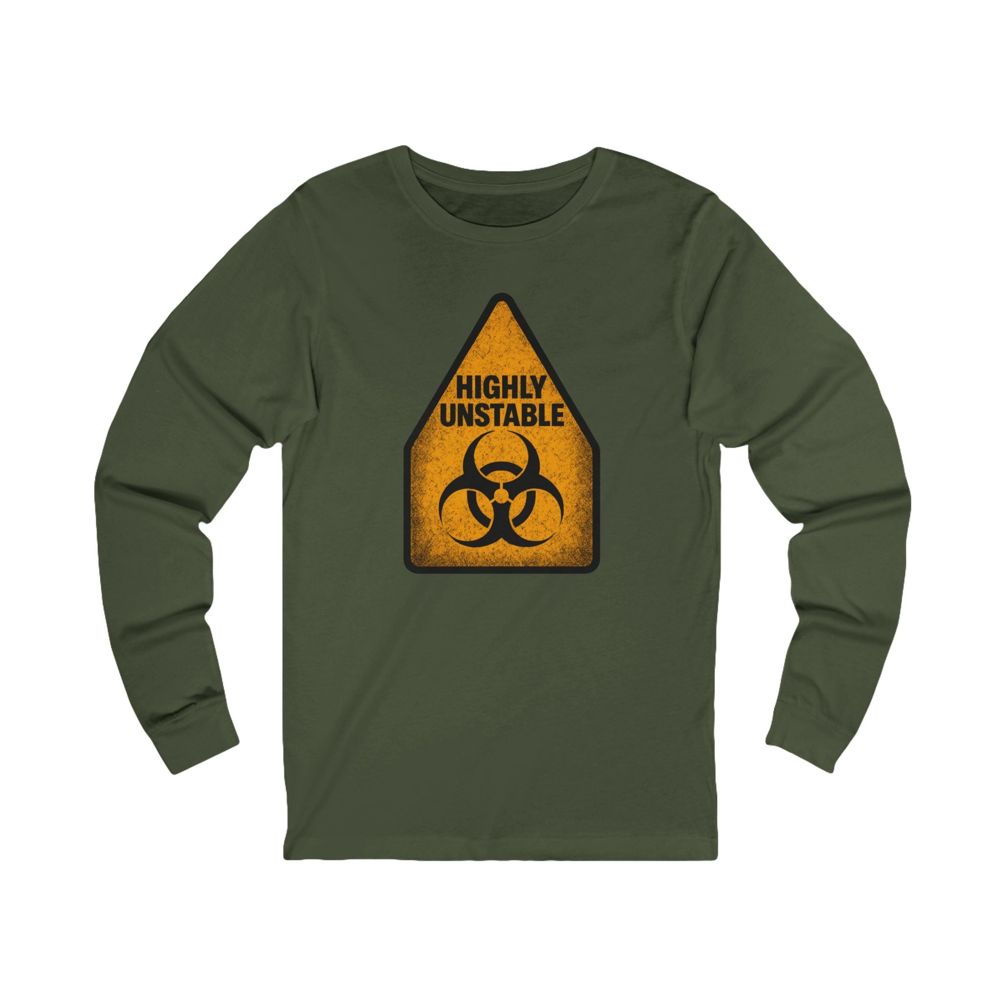 "Highly Unstable" Biohazard Warning Graphic Long Sleeve Tee