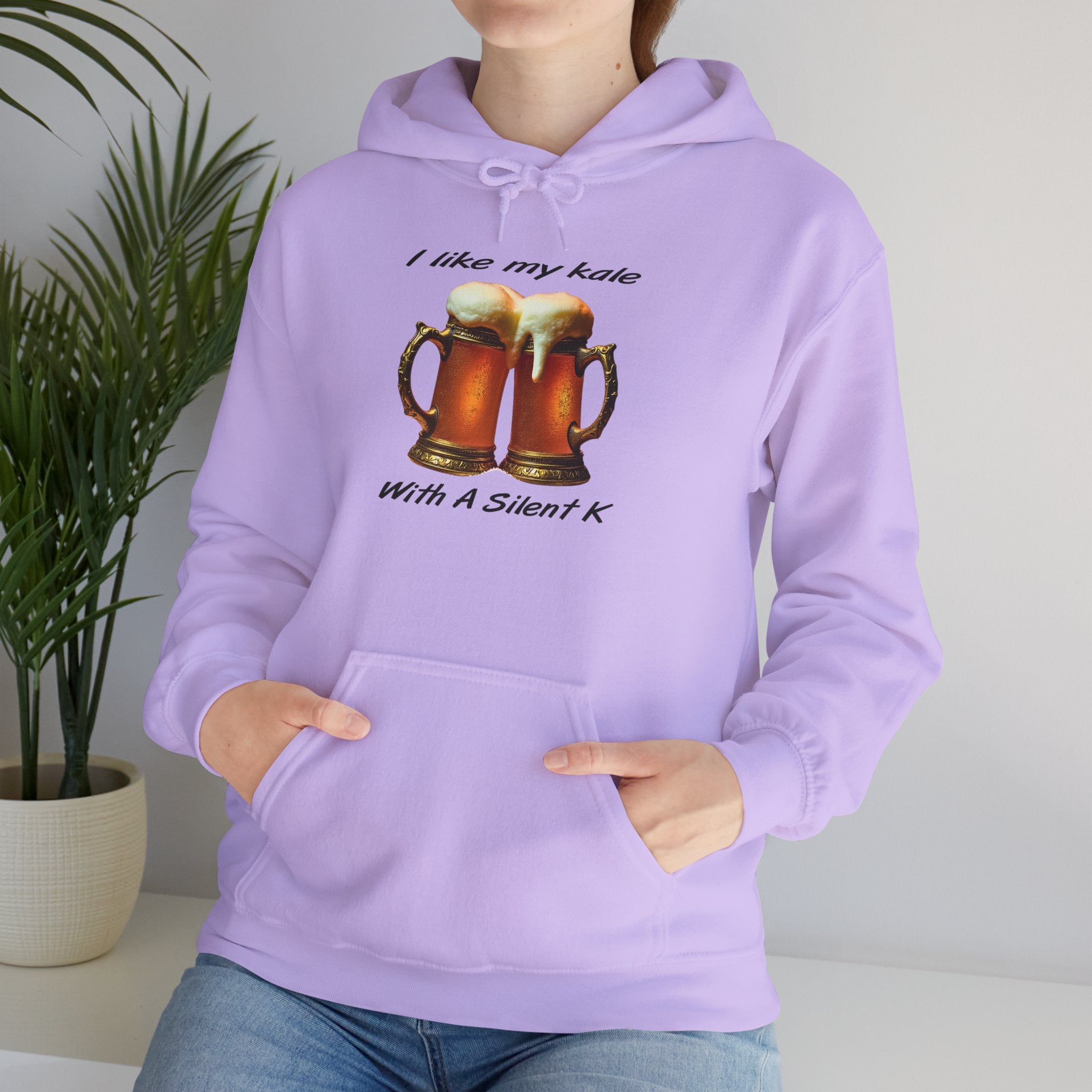 Beer Lovers Hoodie - "I Like My Kale With A Silent K" Graphic Pullover