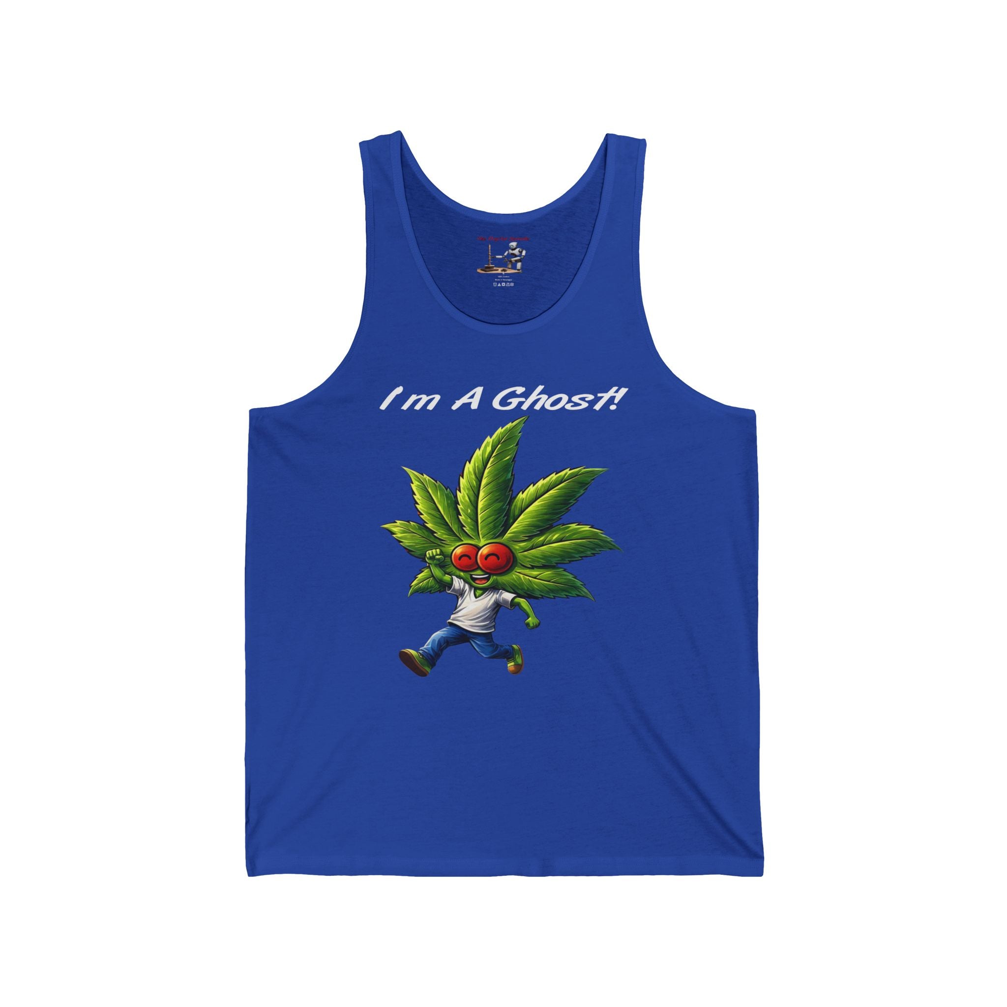 Tank Top — "I'm A Ghost" Cute Leaf Monster Graphic Tank for Stoner/Novice Cannabis Fans
