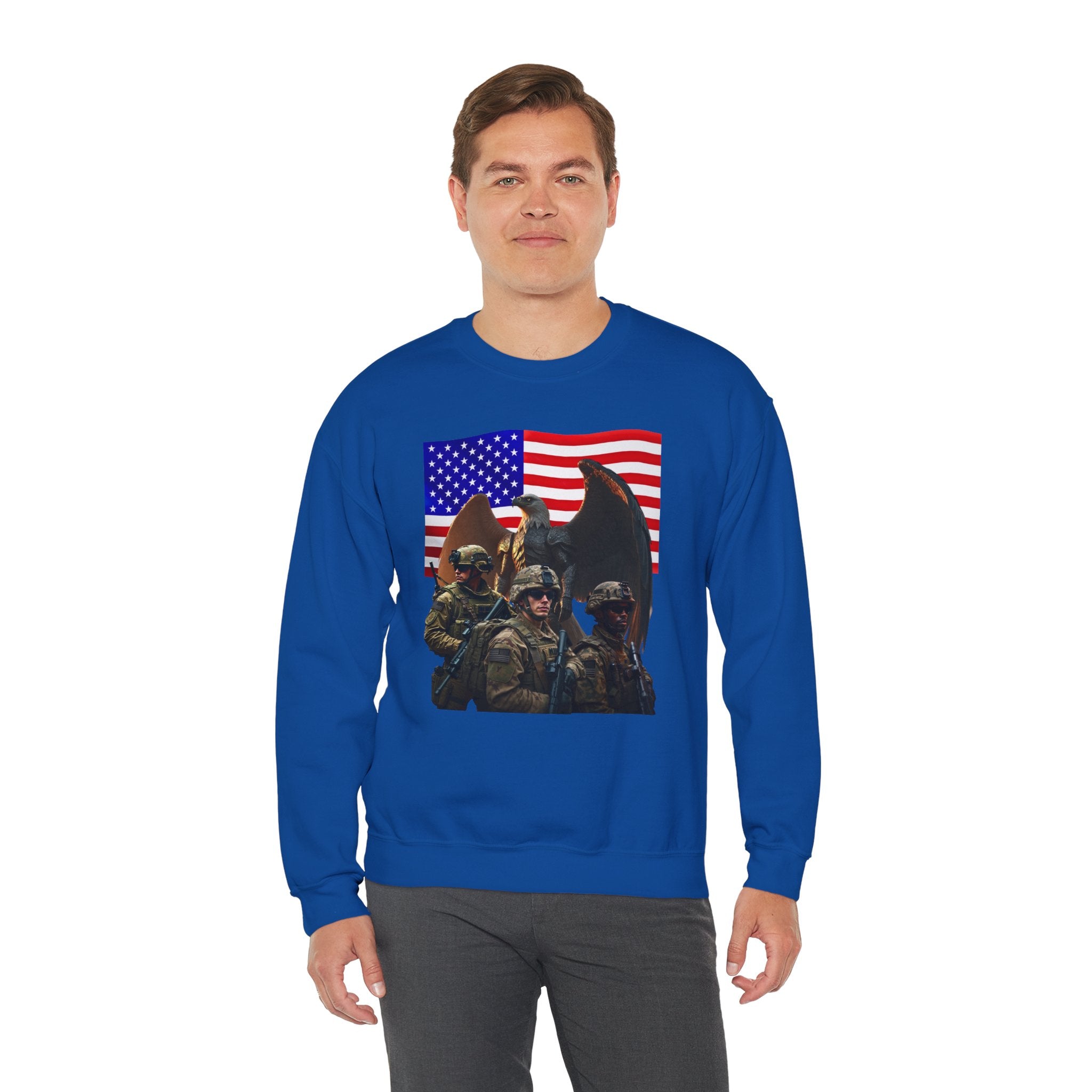 Eagle On Watch Soldiers Sweatshirt — Patriotic Military Crewneck
