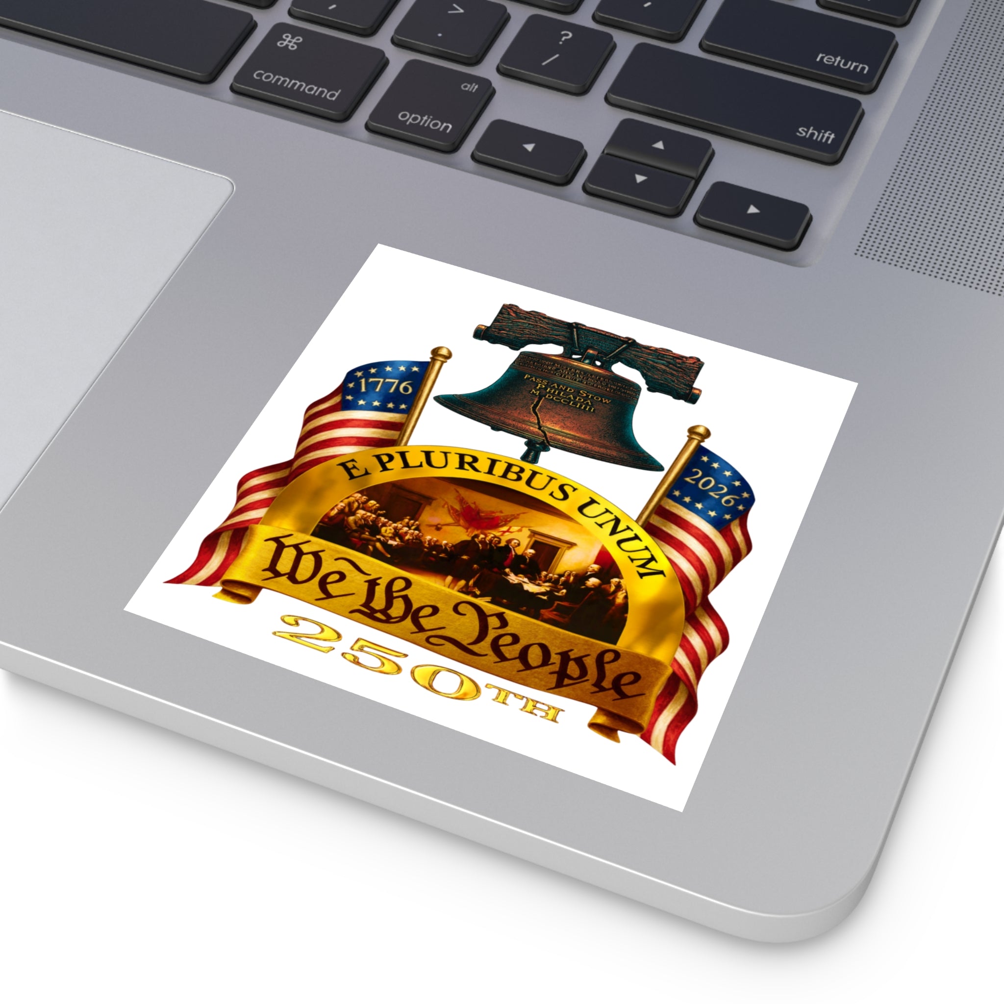 4" × 4" We the People 250th Anniversary Patriotic Square Sticker (Indoor/Outdoor)