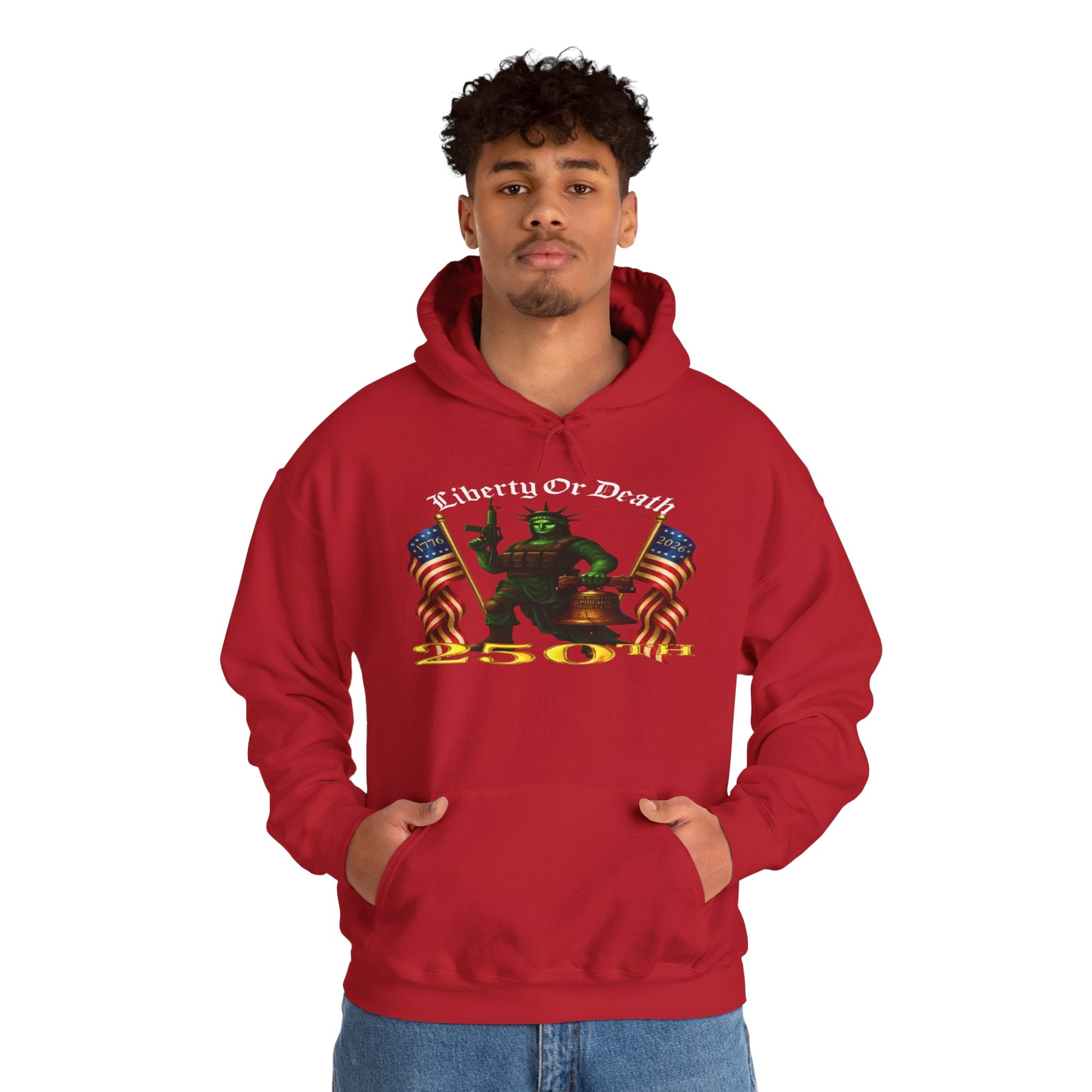 Liberty Or Death 50 Hoodie - Patriotic American Flag Skeleton Graphic Pullover