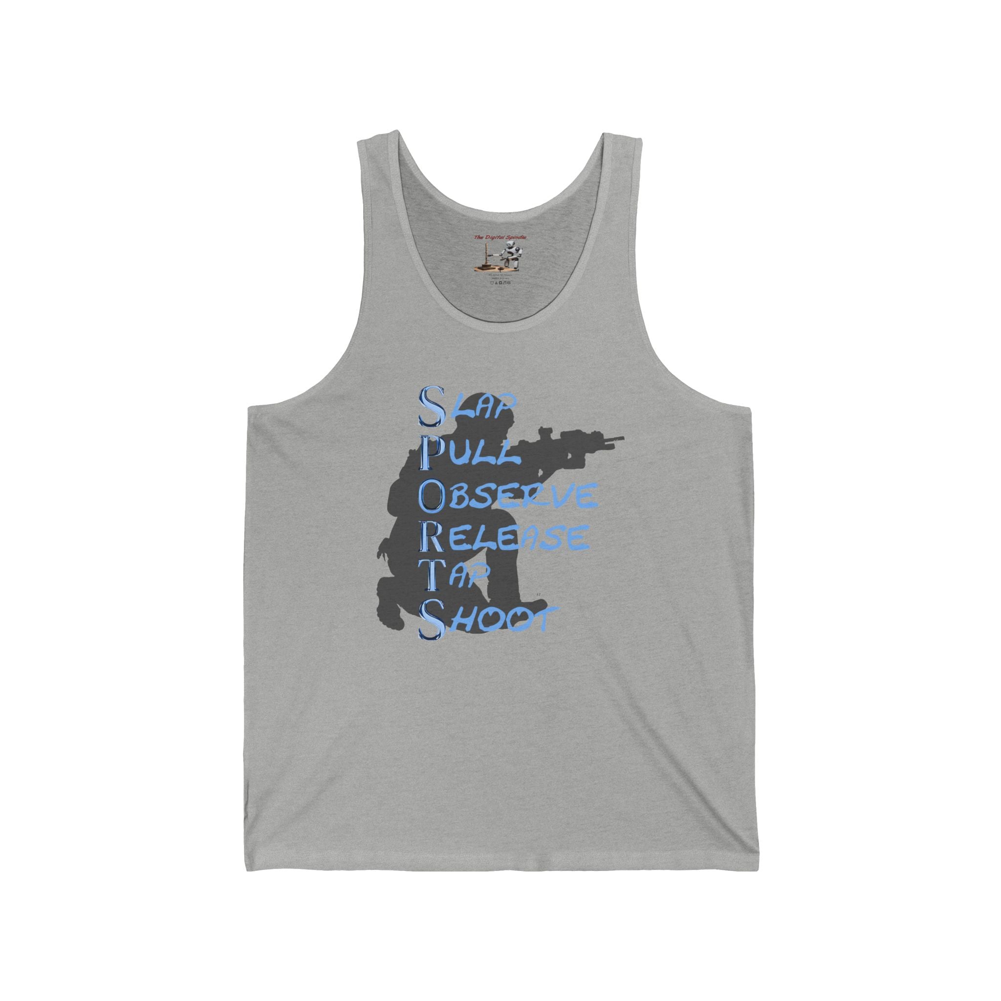 SPORTS Tank Top — "Stop, Observe, Release, Take, Shoot" Graphic