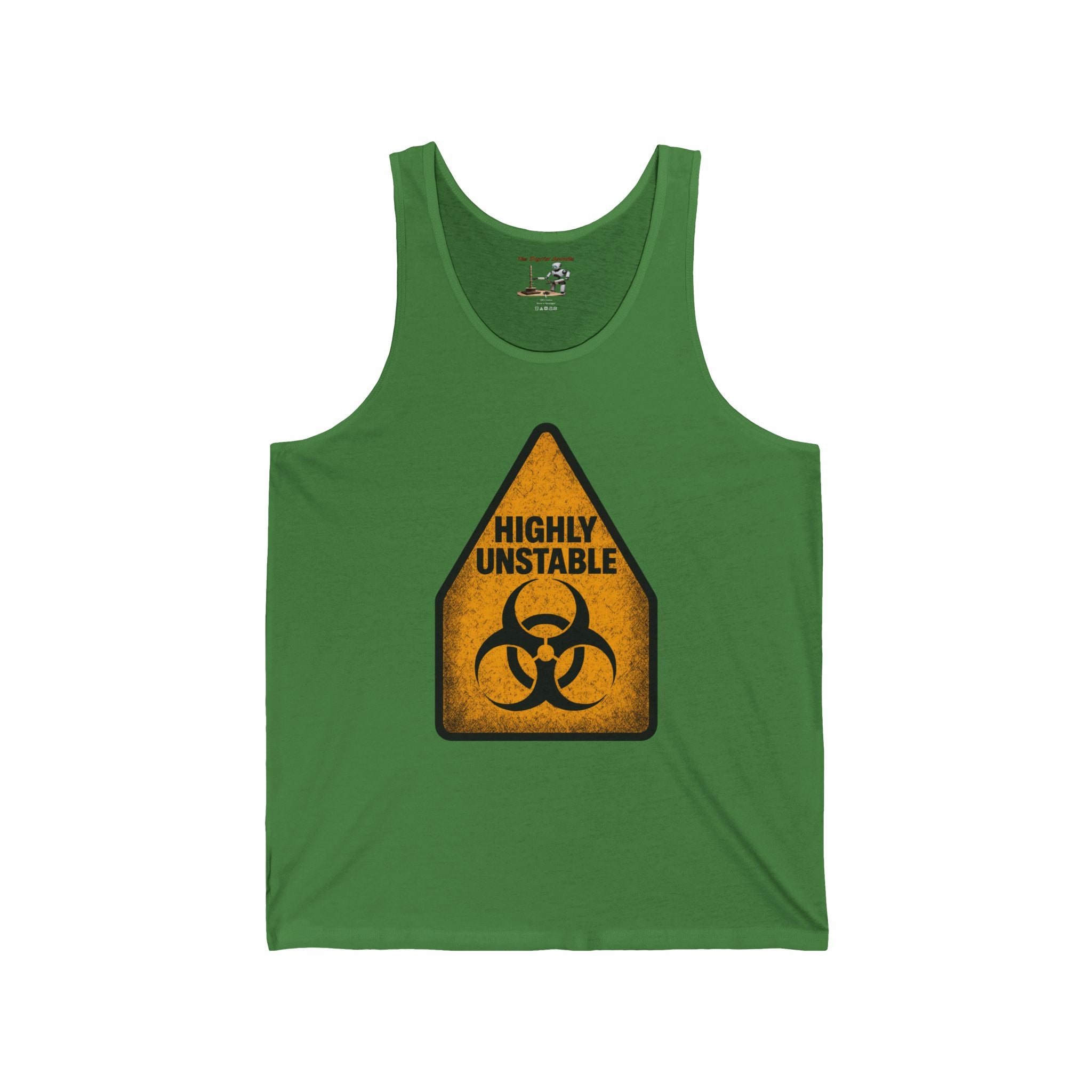 Highly Unstable Biohazard Tank Top – Funny Warning Graphic Muscle Tee