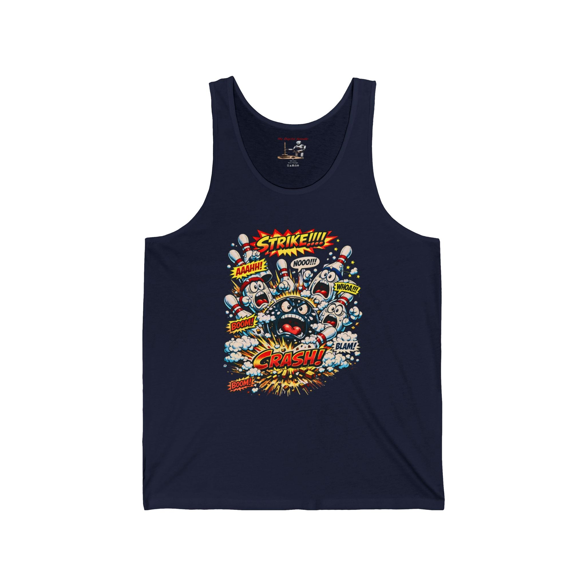 Comic Bowling Explosion Tank Top — Retro Pop Art "Crash!" Graphic Tank