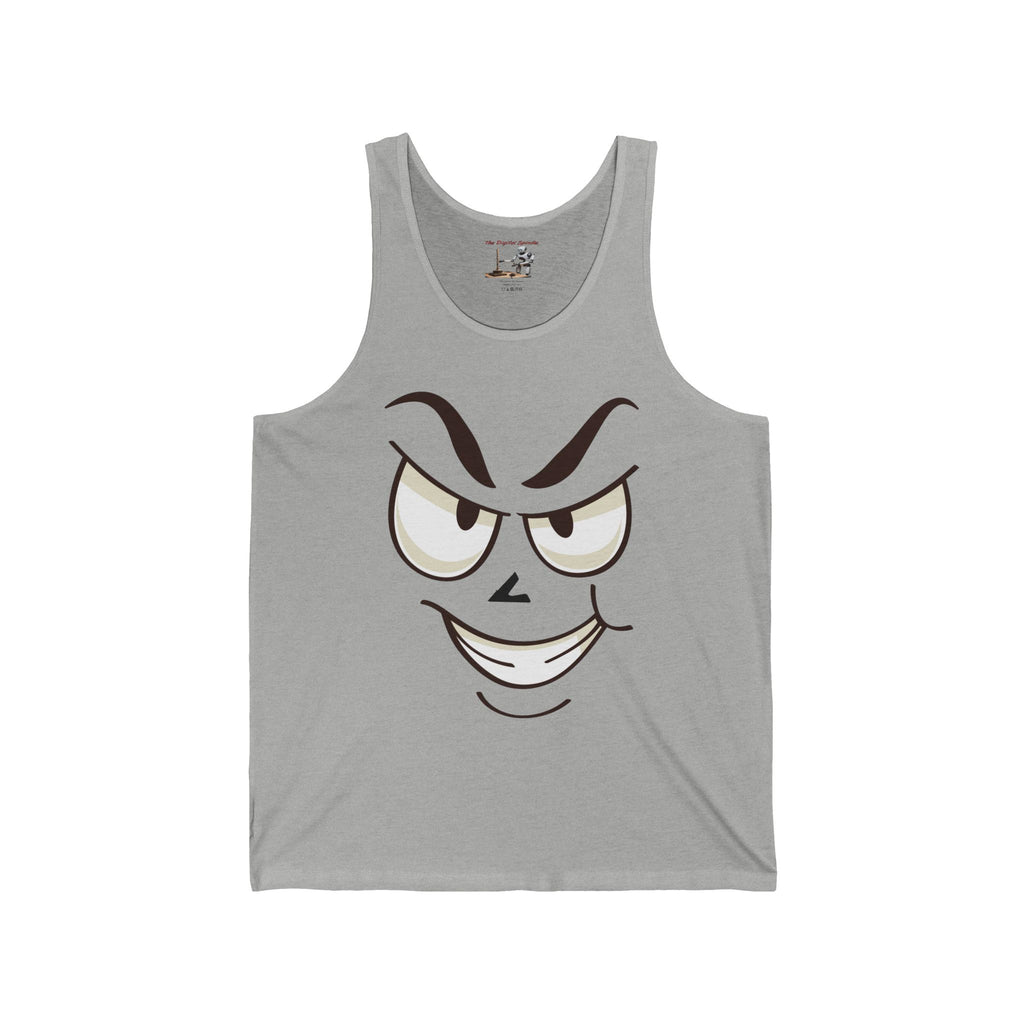 Mischievous Smirk Face Tank Top — Funny Cartoon Expression Graphic Tank