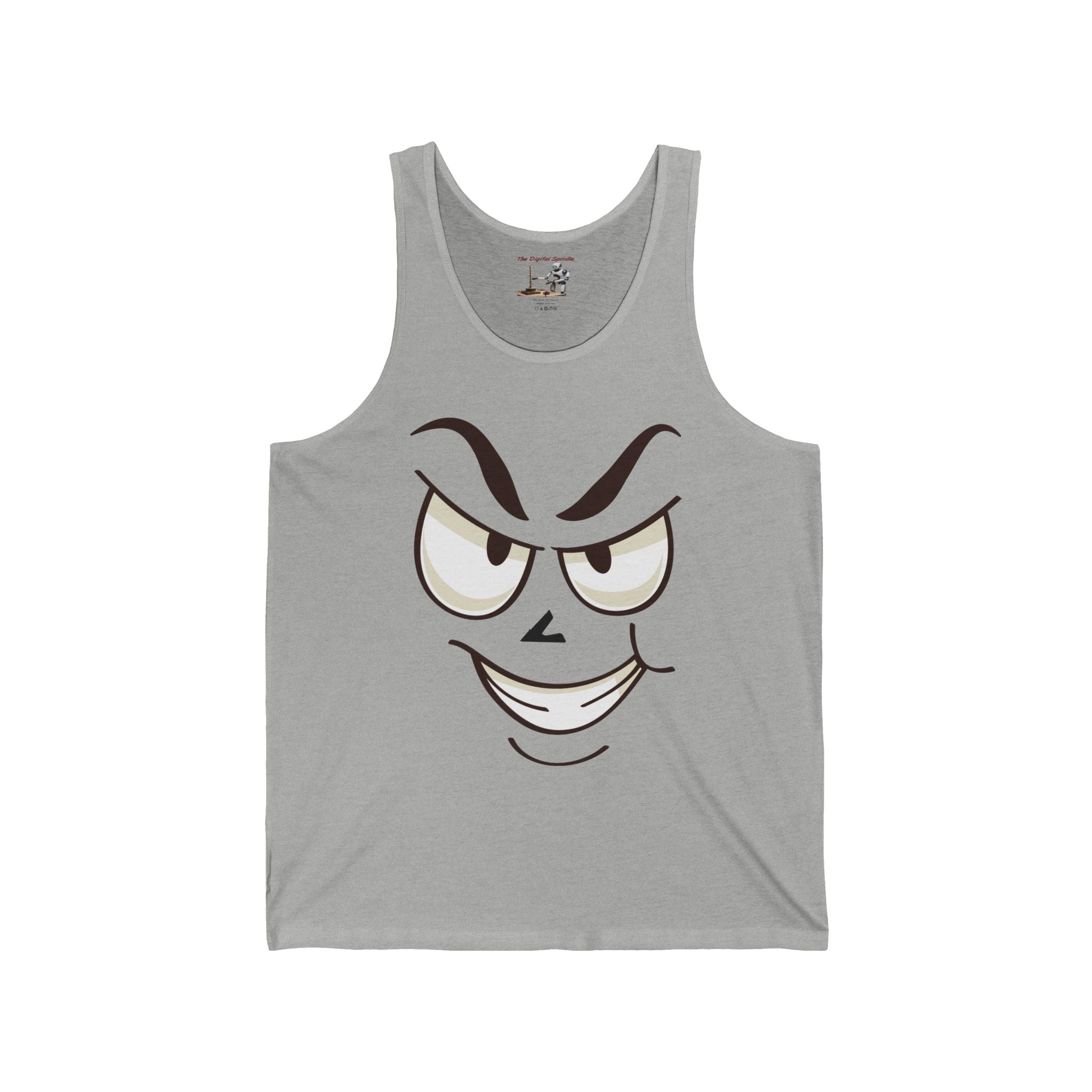 Mischievous Smirk Face Tank Top — Funny Cartoon Expression Graphic Tank